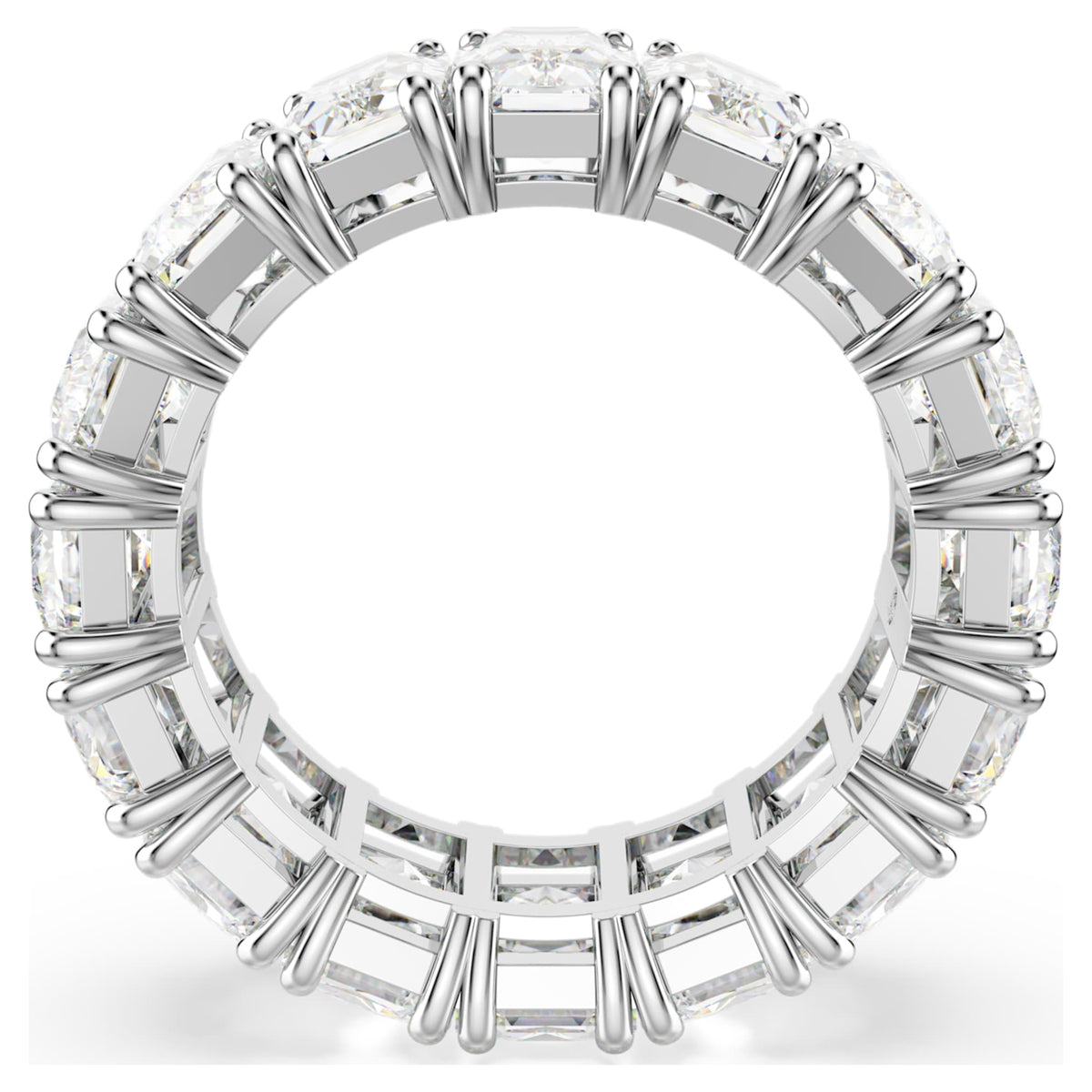 Swarovski Matrix Vittore ring with white baguette-cut accents and rhodium plating