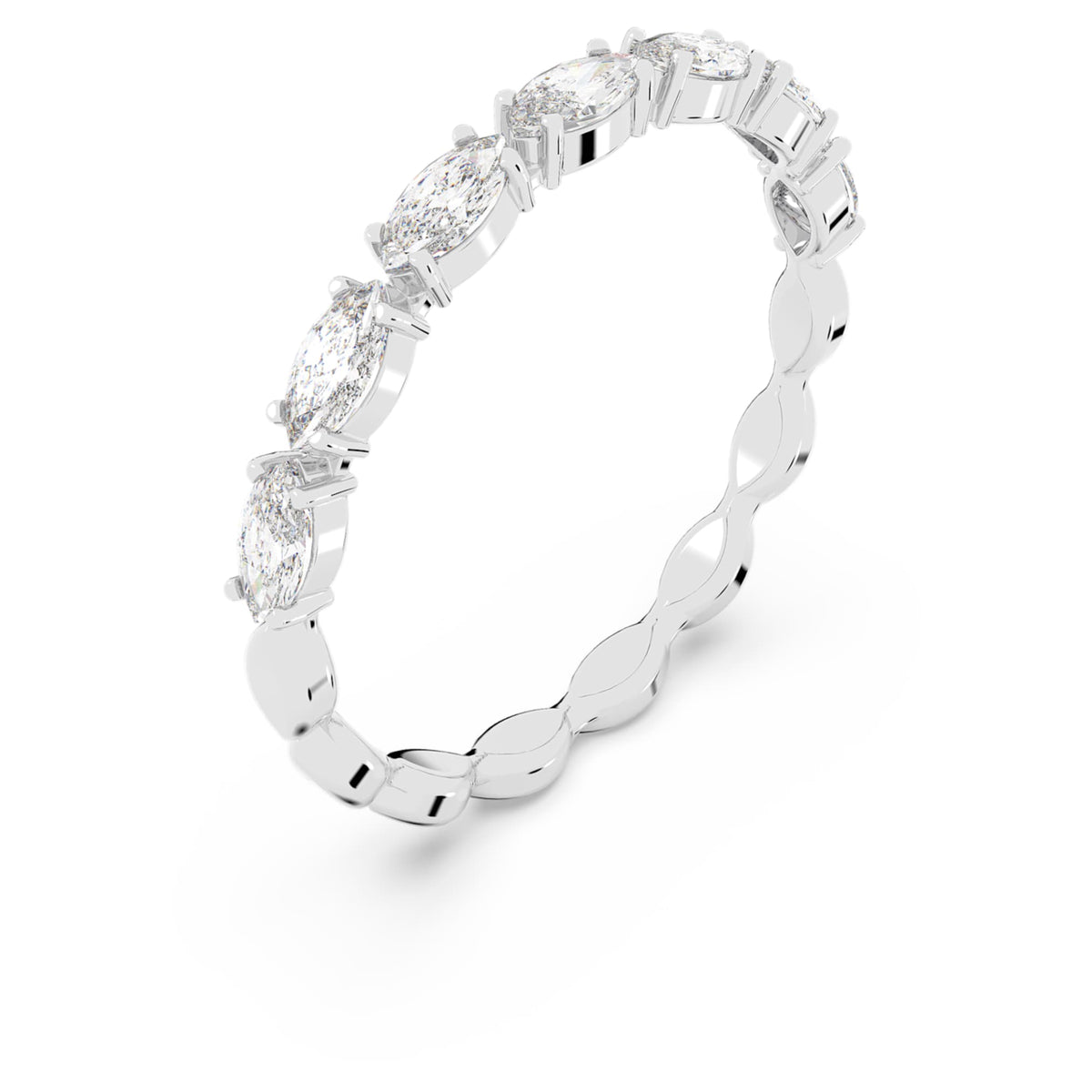 Swarovski Matrix Vittore ring with white marquise-cut accents and rhodium plating
