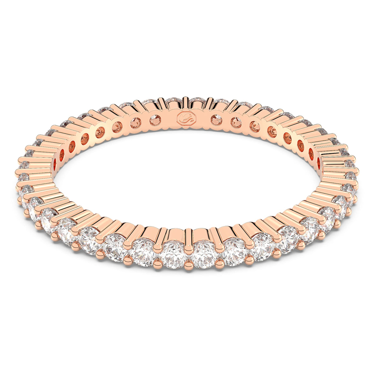 Swarovski Matrix Vittore ring with white round-cut accents and an 18K rose gold finish