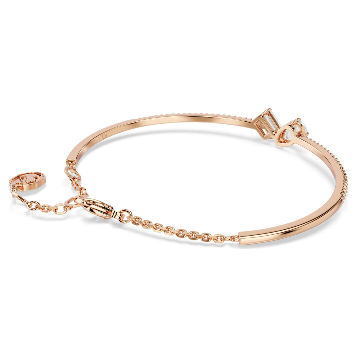 Swarovski Mesmera bangle with white mixed-cut accents and an 18K rose gold finish