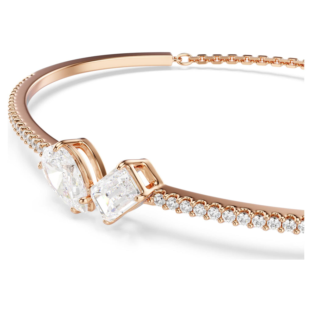 Swarovski Mesmera bangle with white mixed-cut accents and an 18K rose gold finish