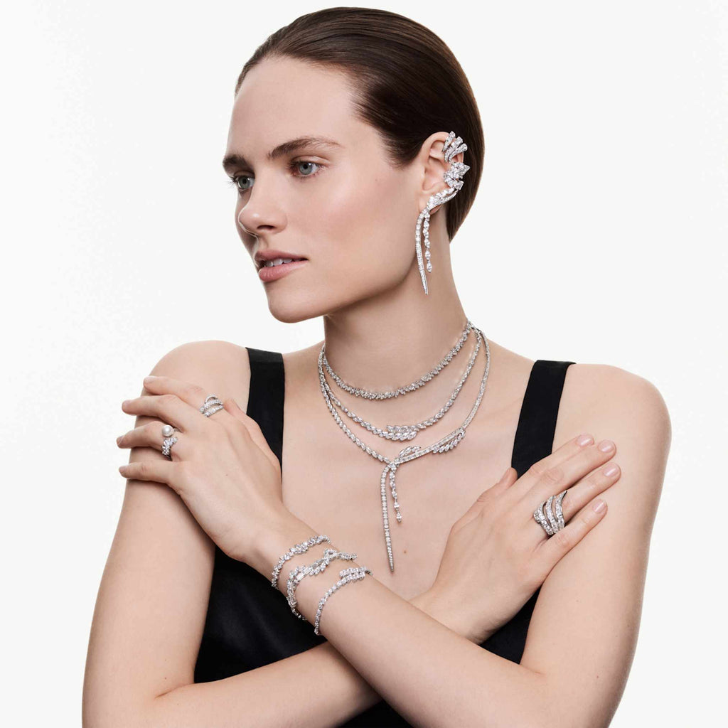 Swarovski Mesmera choker Marquise cut, White, Rhodium plated
