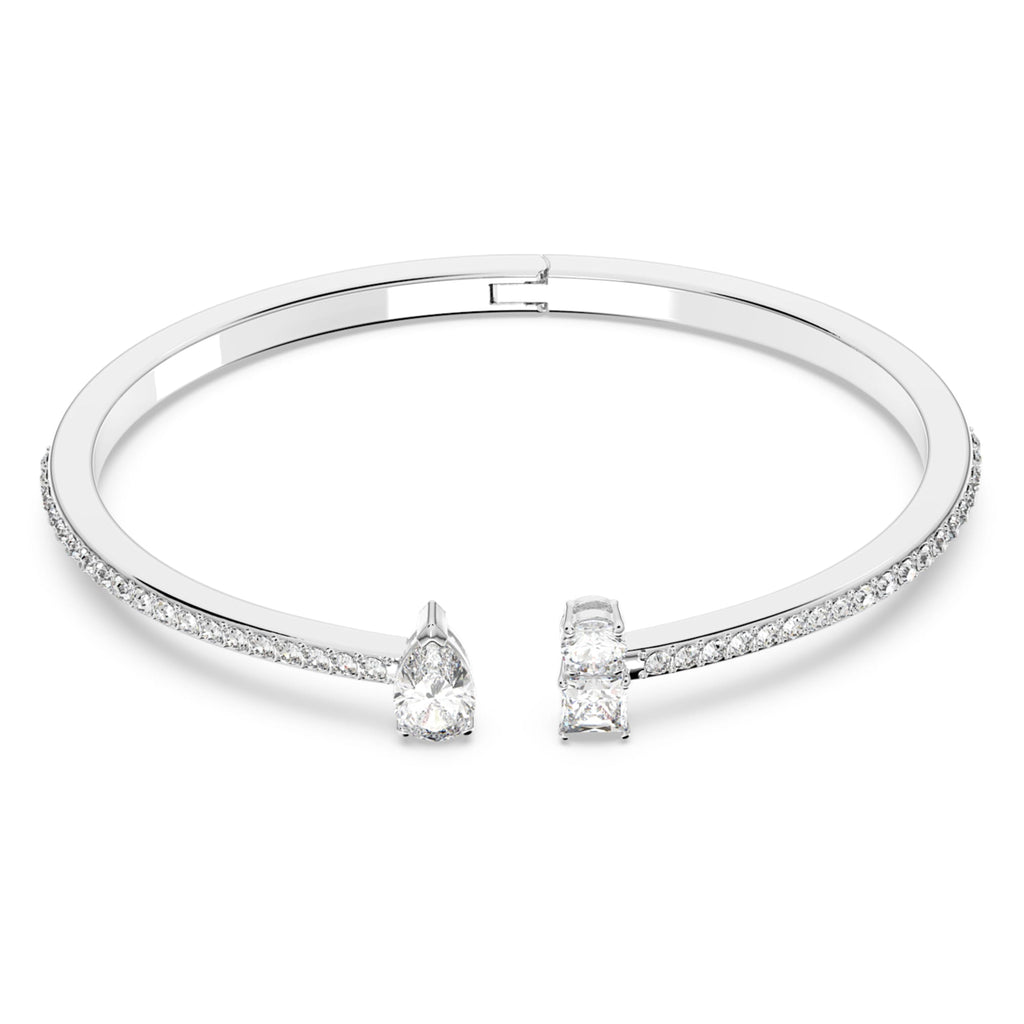 Swarovski Mesmera cuff with white mixed-cut accents and rhodium plating