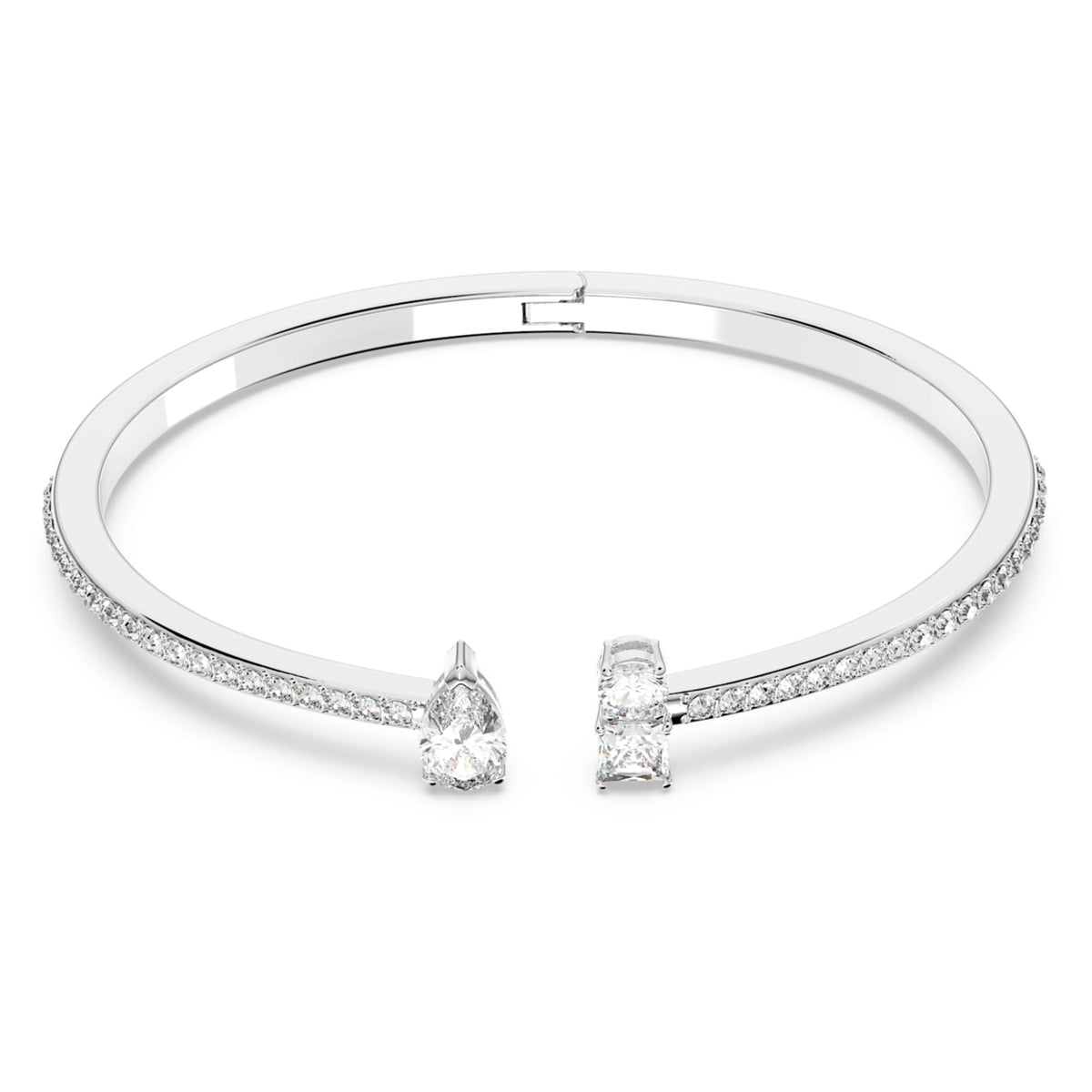 Swarovski Mesmera cuff with white mixed-cut accents and rhodium plating