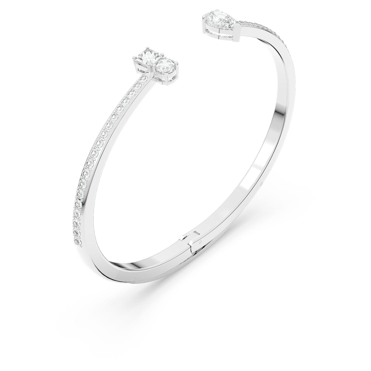 Swarovski Mesmera cuff with white mixed-cut accents and rhodium plating
