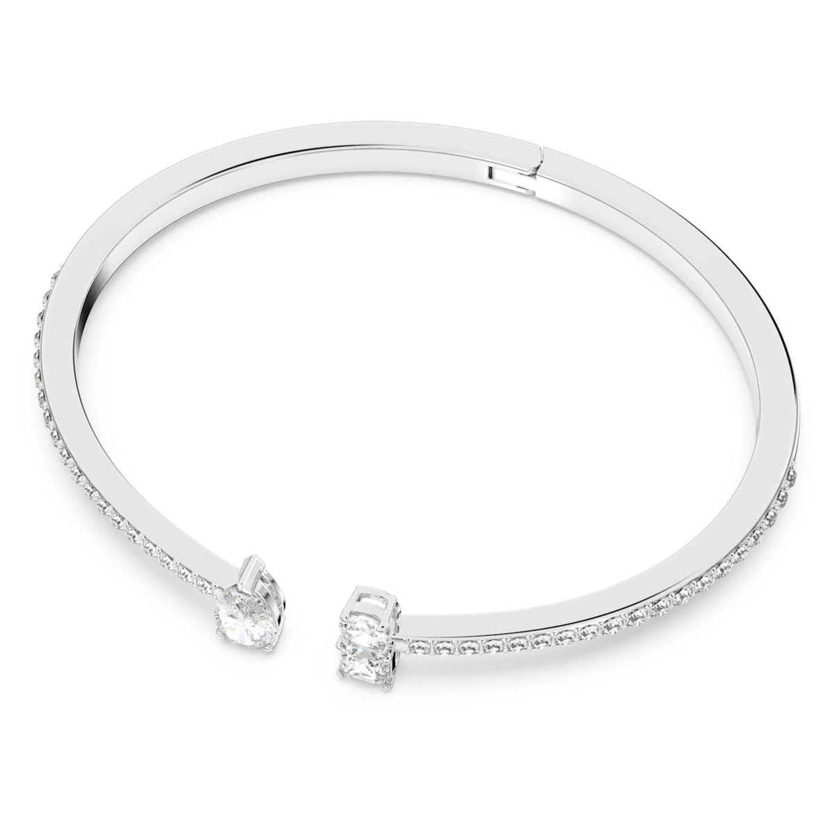 Swarovski Mesmera cuff with white mixed-cut accents and rhodium plating