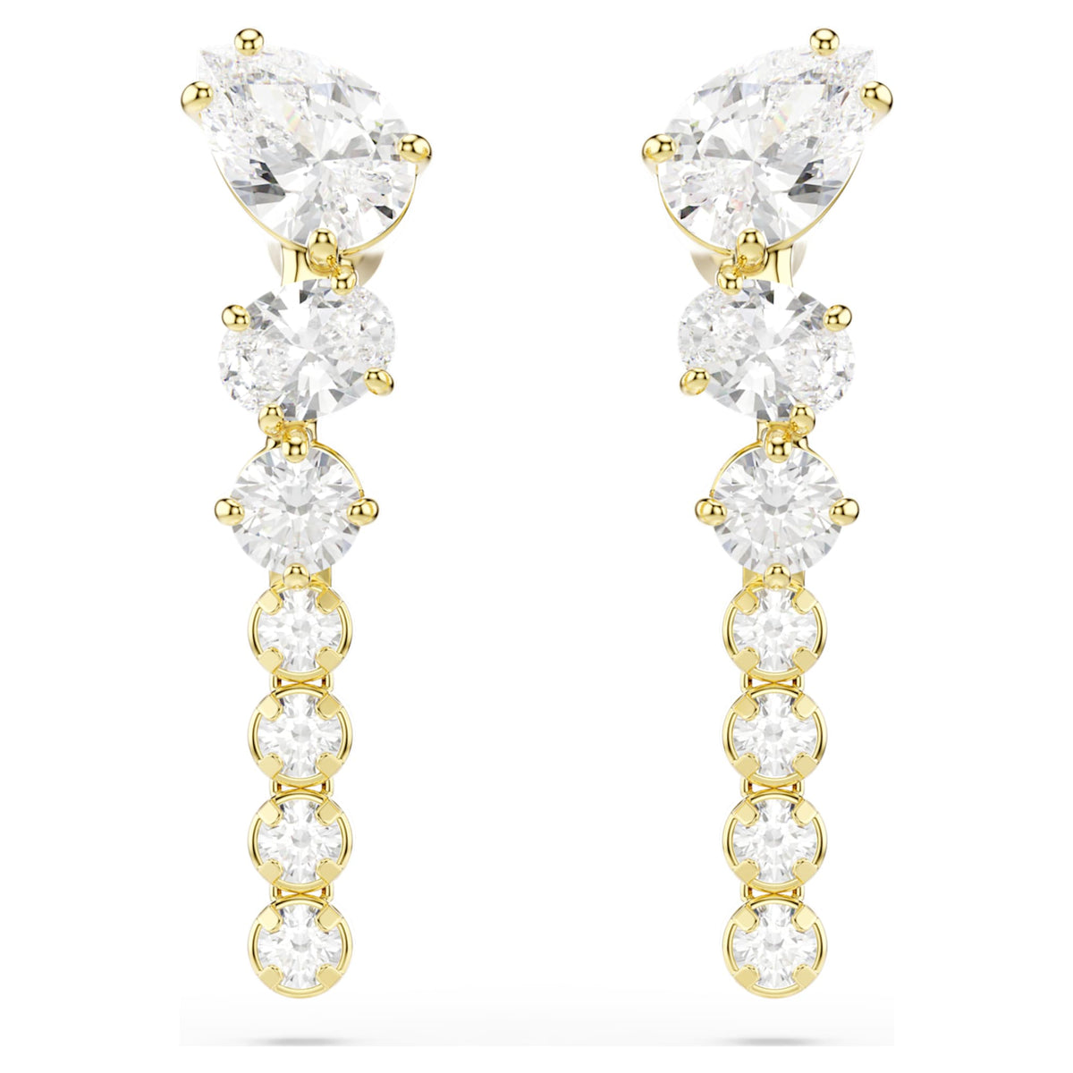 Swarovski Mesmera drop earrings Mixed cuts, White, 18K gold finish