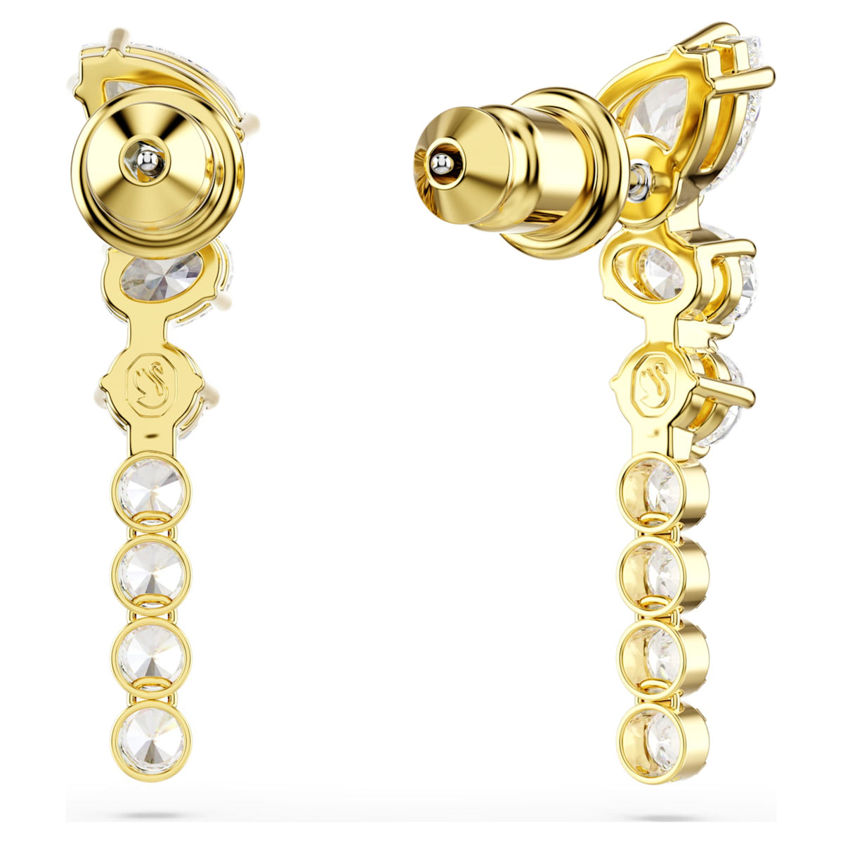 Swarovski Mesmera drop earrings Mixed cuts, White, 18K gold finish