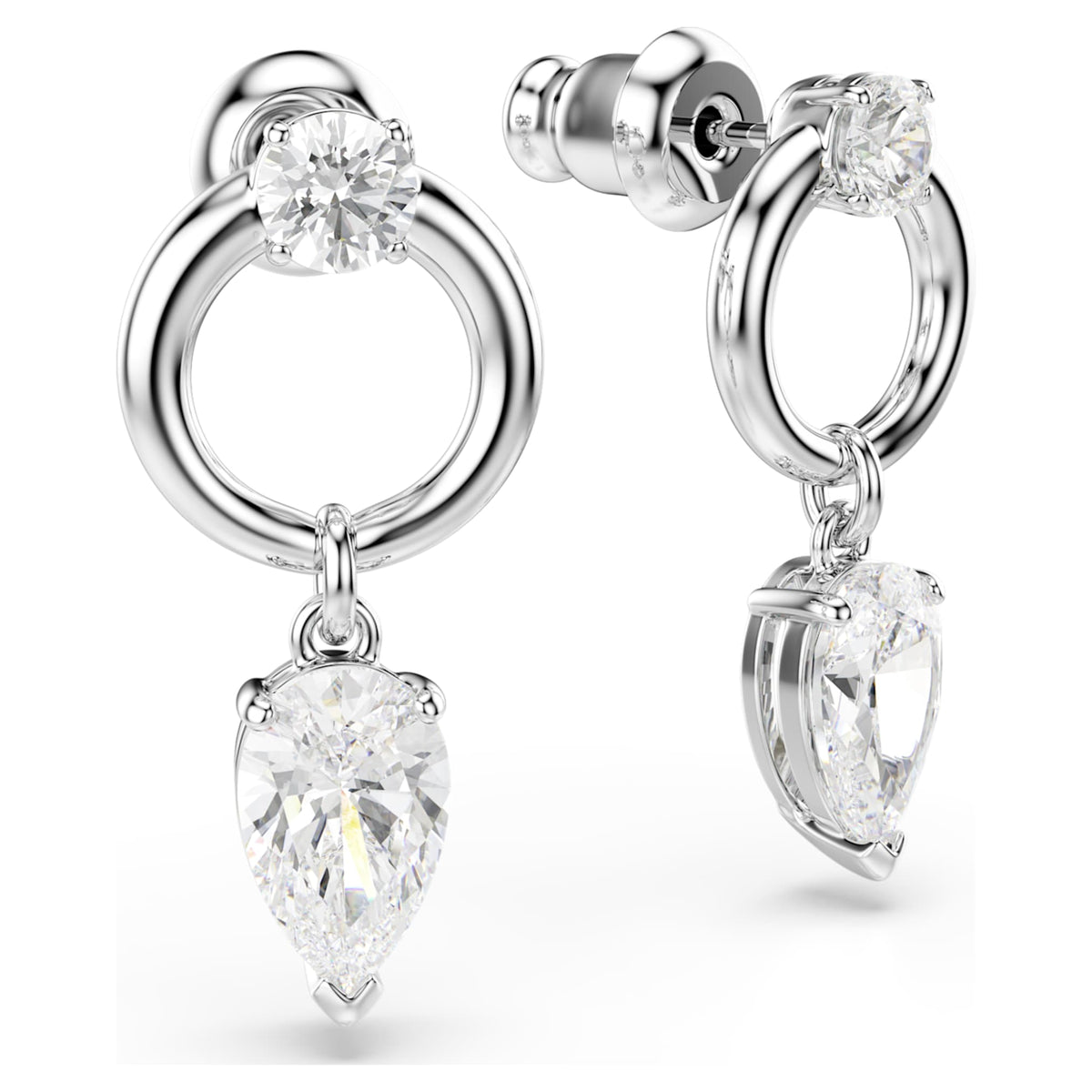 Swarovski Mesmera drop earrings Mixed cuts, White, Rhodium plated