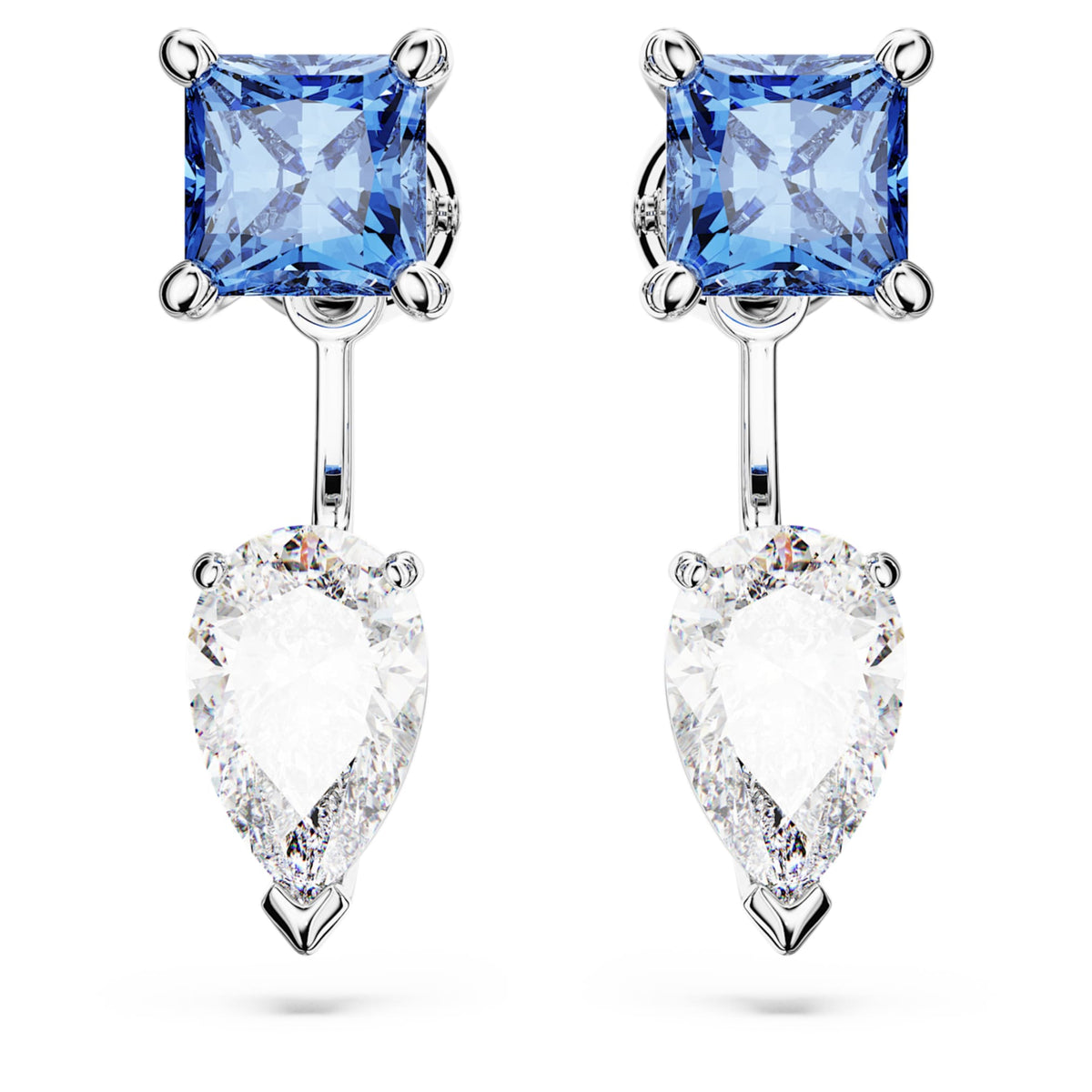 Swarovski Mesmera earring jackets Mixed cuts, Detachable, Blue, Rhodium plated