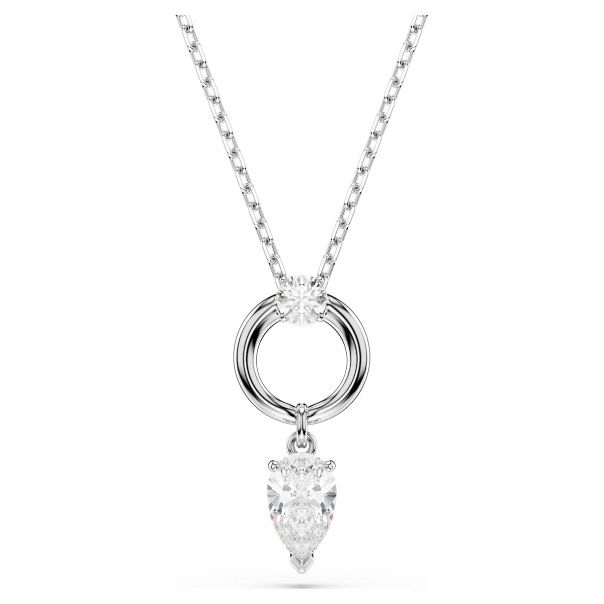 Swarovski Mesmera pendant Pear cut, White, Rhodium plated