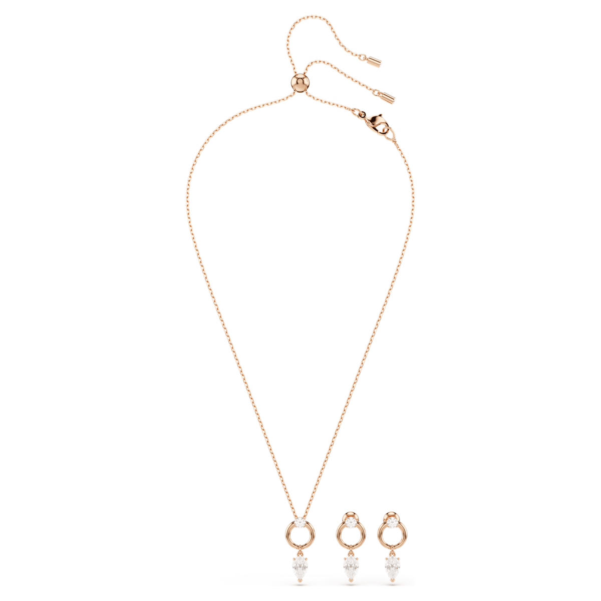 Swarovski Mesmera set Pear cut, Round cut, White, 18K rose gold finish
