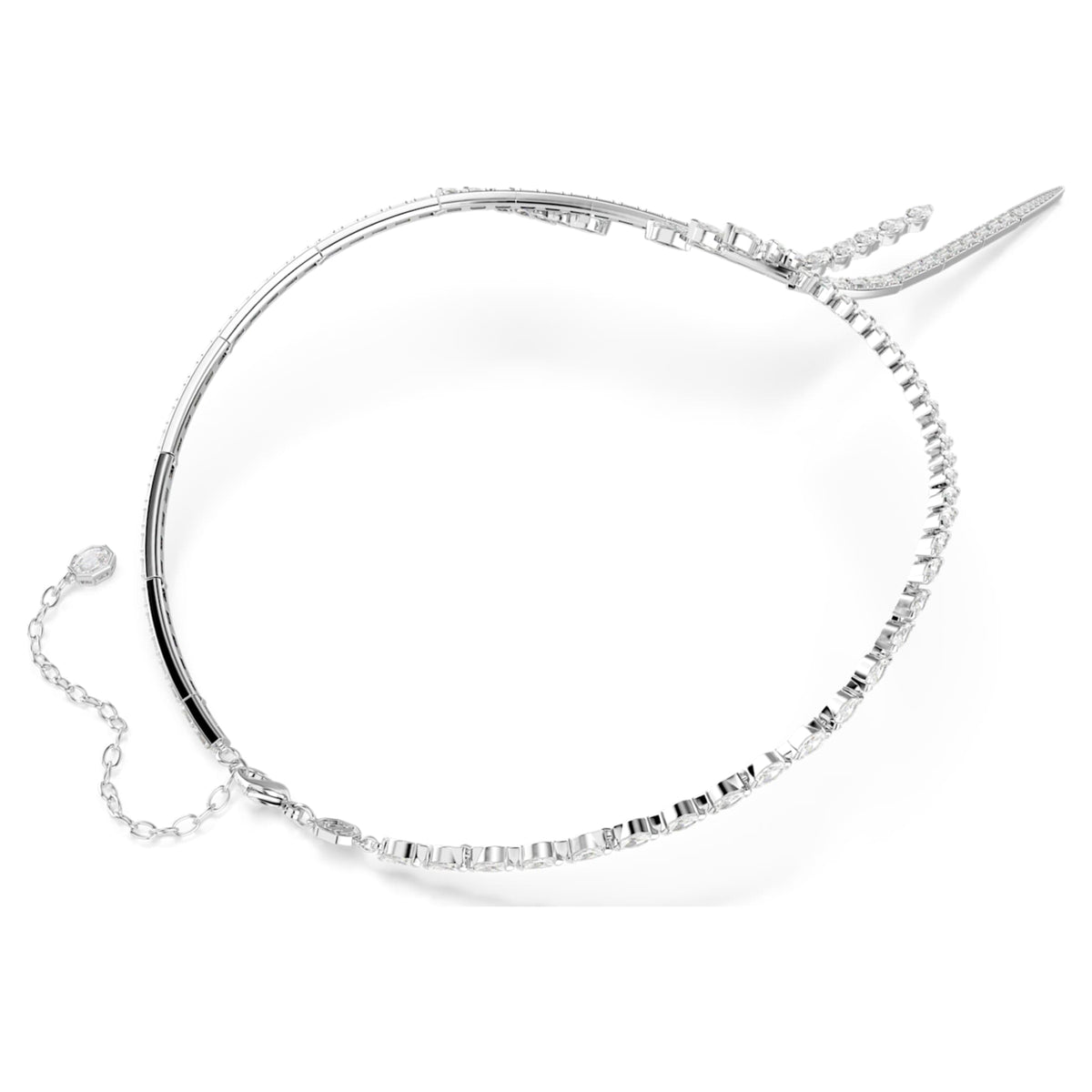 Swarovski Mesmera Y necklace Mixed cuts, White, Rhodium plated