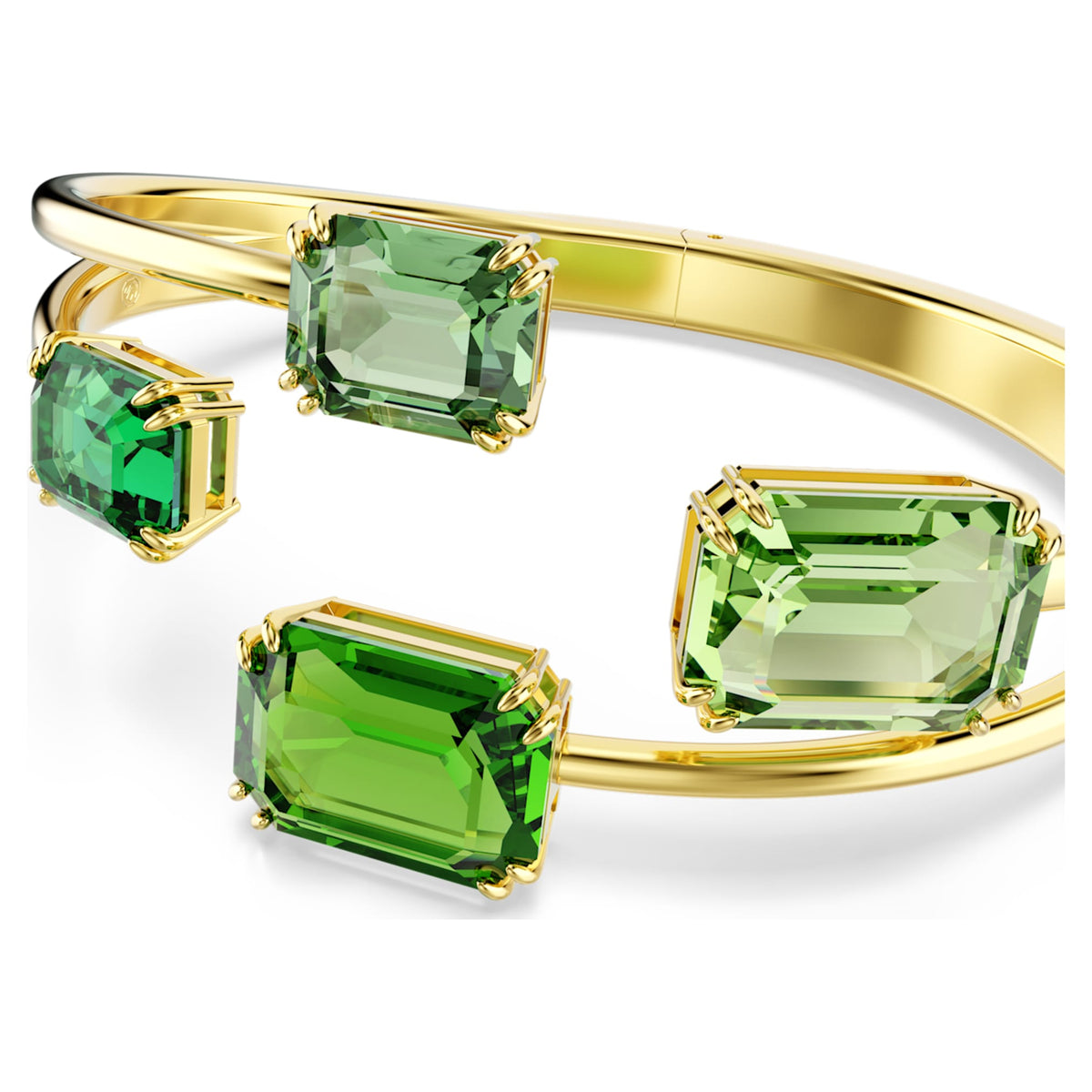 Swarovski Millenia bangle with green octagon-cut accents and an 18K gold finish