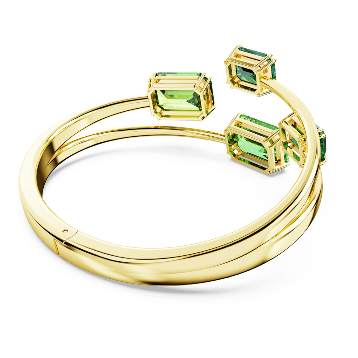 Swarovski Millenia bangle with green octagon-cut accents and an 18K gold finish