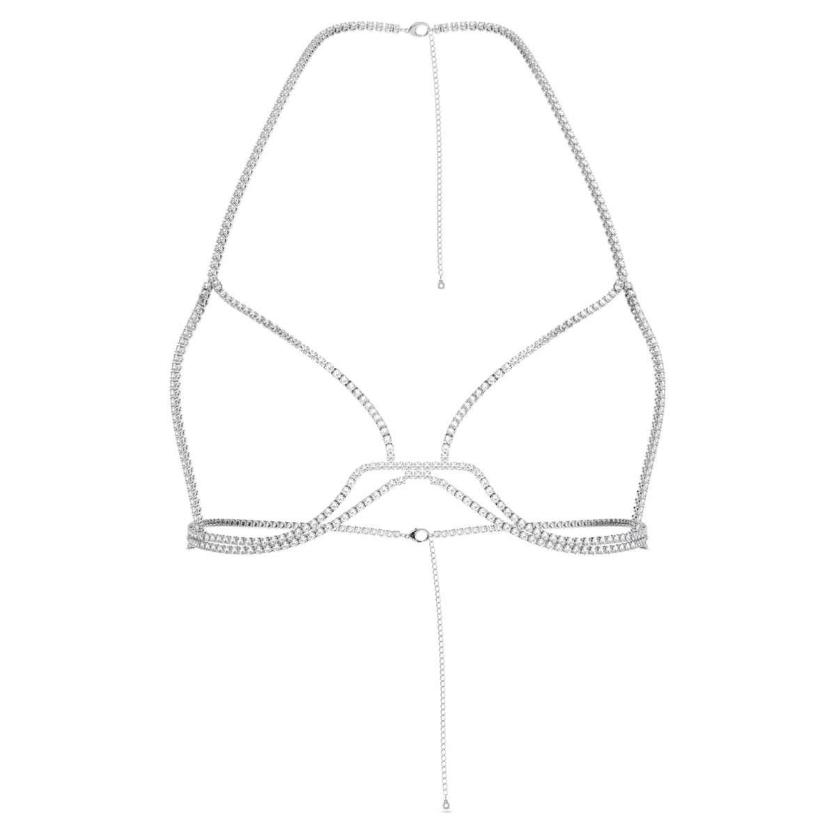 Swarovski Millenia body chain Round cut, White, Rhodium plated