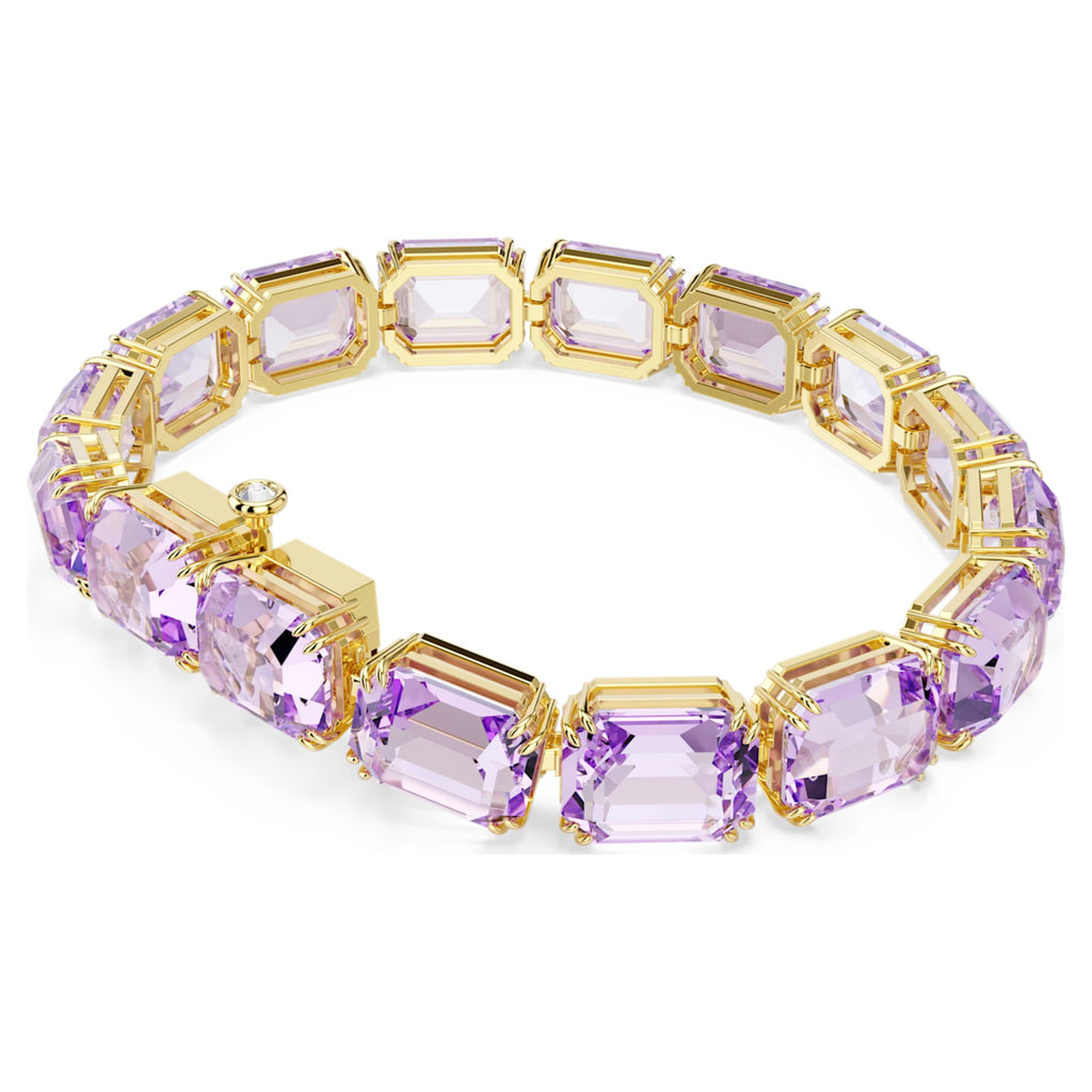 Swarovski Millenia bracelet with purple octagon-cut accents and an 18K gold finish