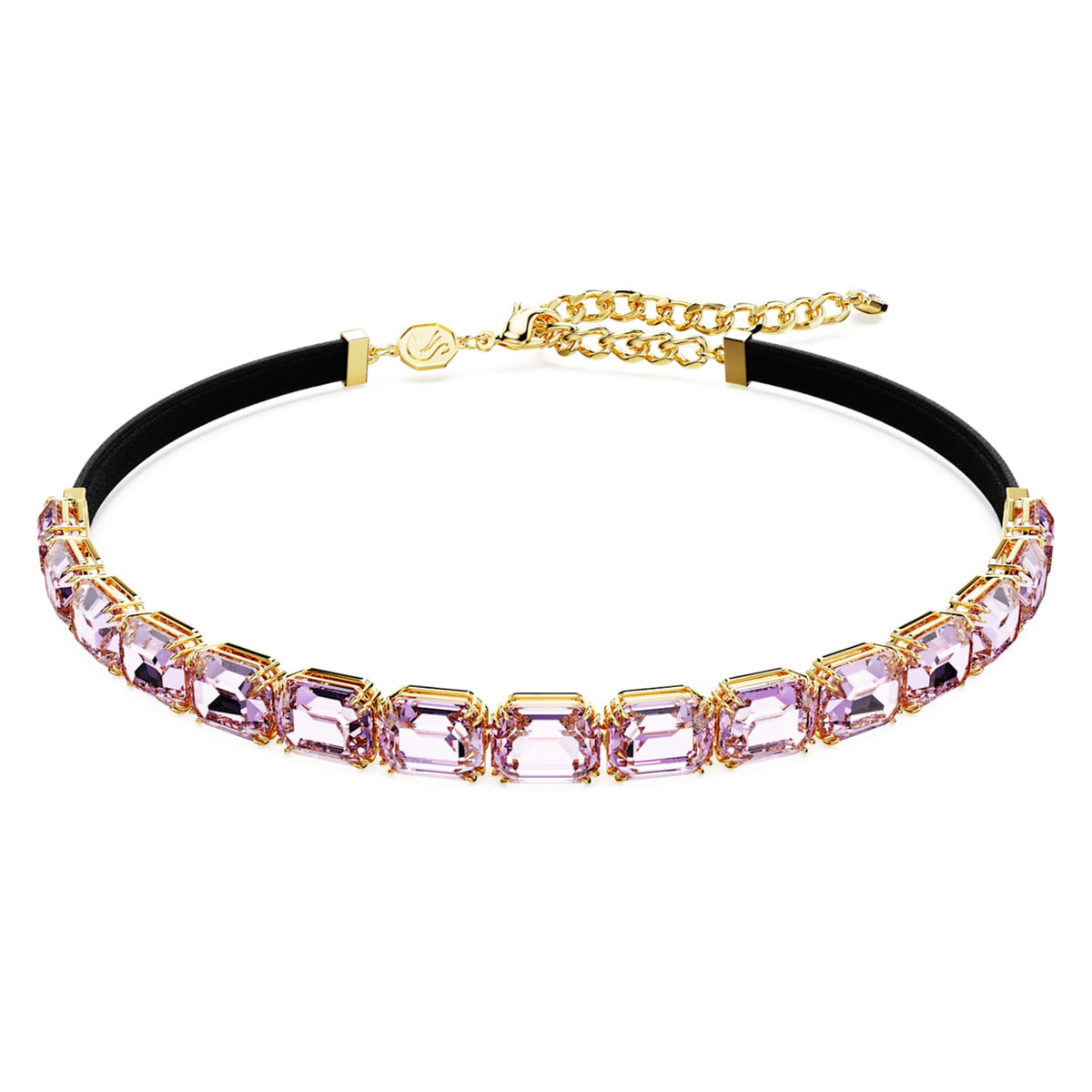 Swarovski Millenia choker with purple octagon-cut accents and an 18K gold finish