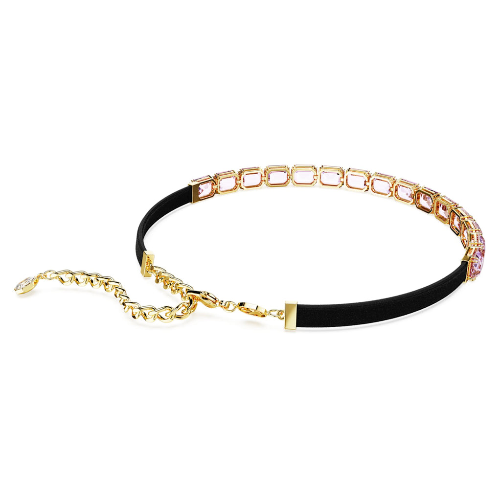 Swarovski Millenia choker with purple octagon-cut accents and an 18K gold finish
