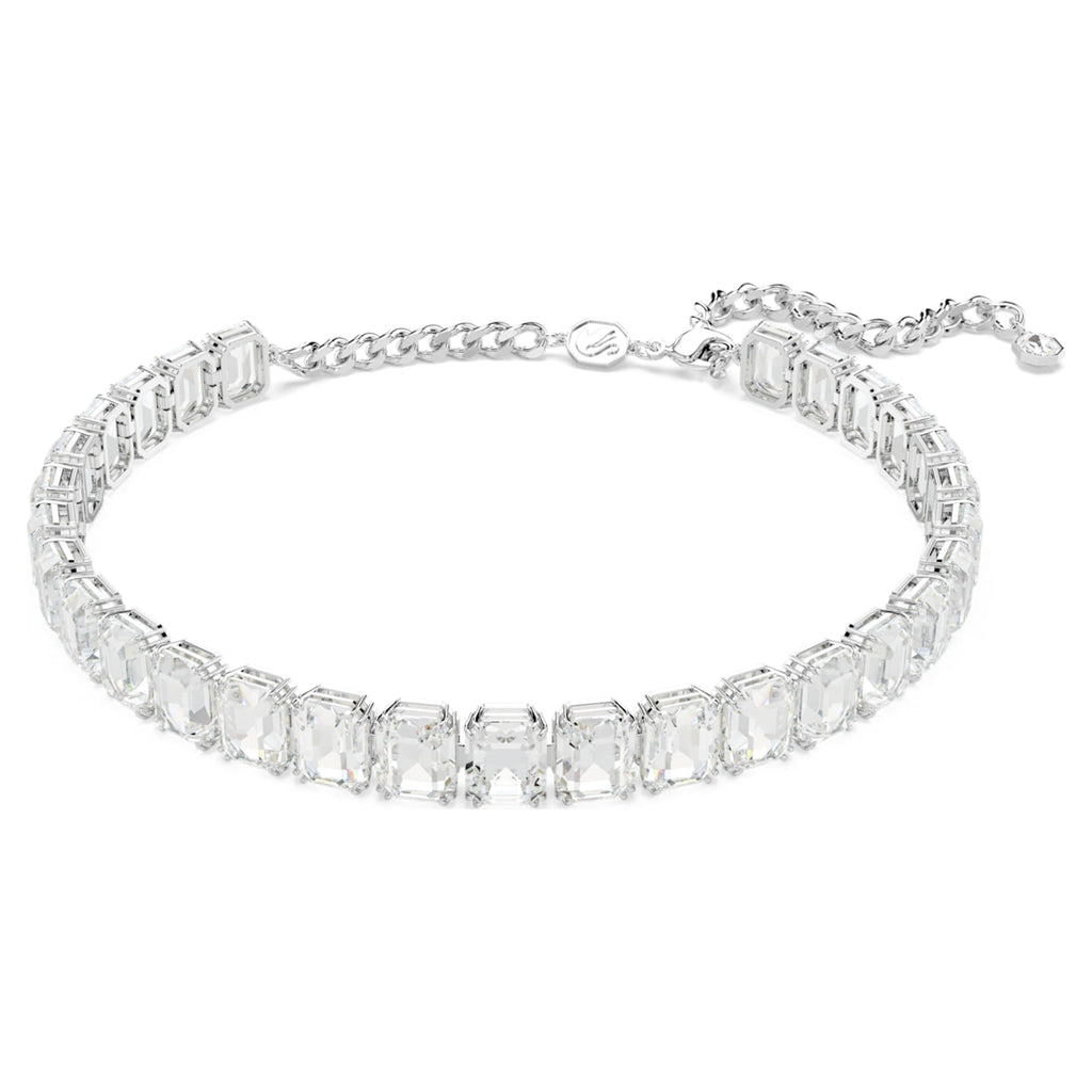 Swarovski Millenia choker with white octagon-cut accents and rhodium plating