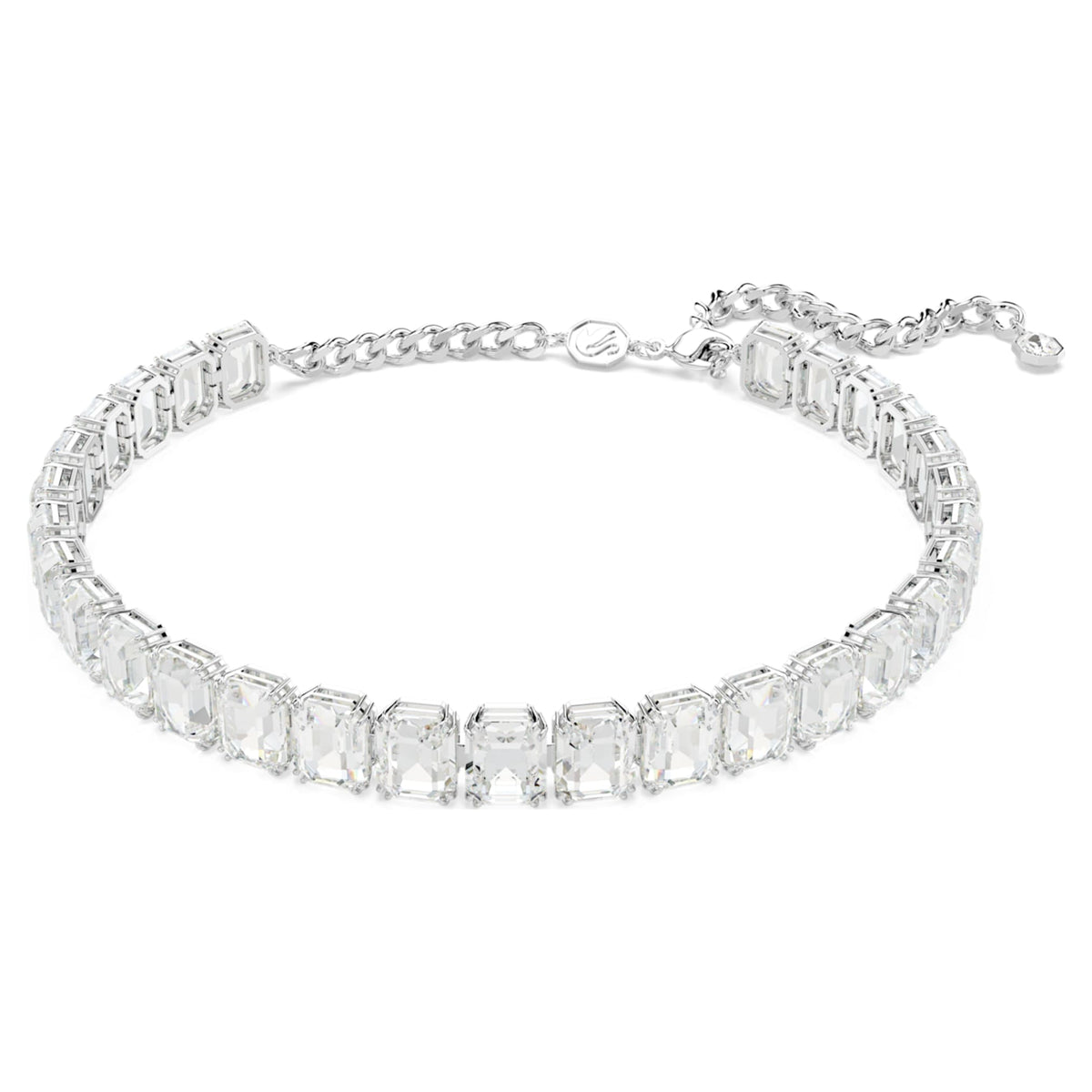 Swarovski Millenia choker with white octagon-cut accents and rhodium plating