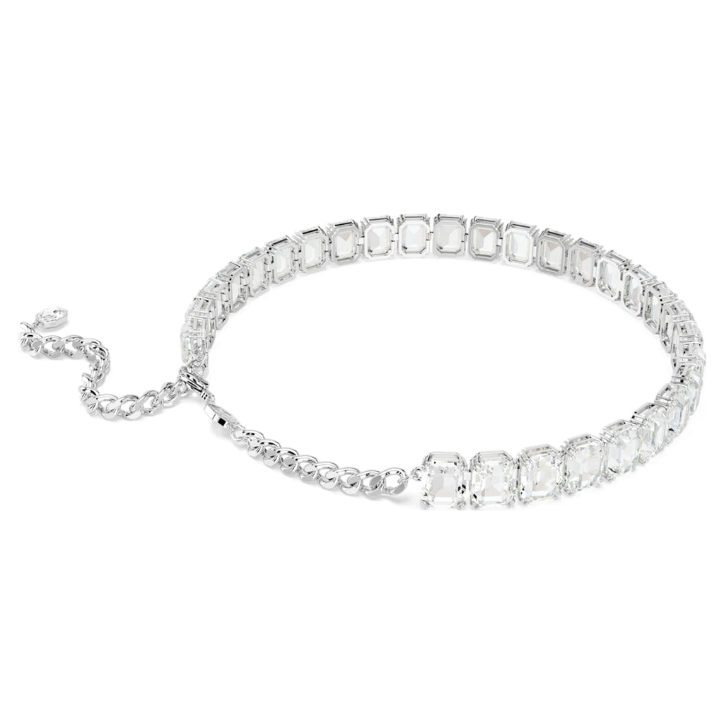 Swarovski Millenia choker with white octagon-cut accents and rhodium plating