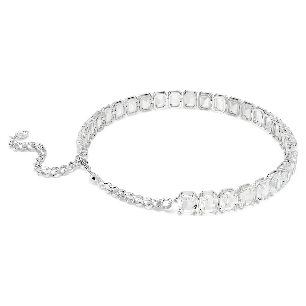 Swarovski Millenia choker with white octagon-cut accents and rhodium plating