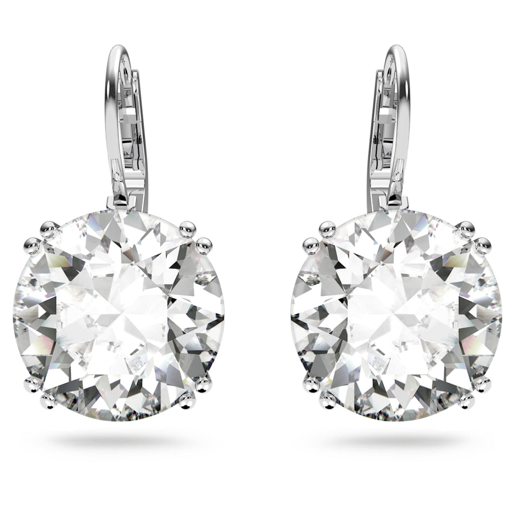 Swarovski Millenia drop earrings with white round-cut accents and rhodium plating
