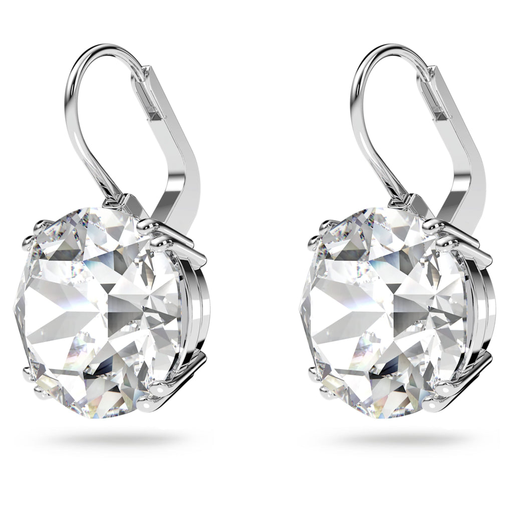 Swarovski Millenia drop earrings with white round-cut accents and rhodium plating