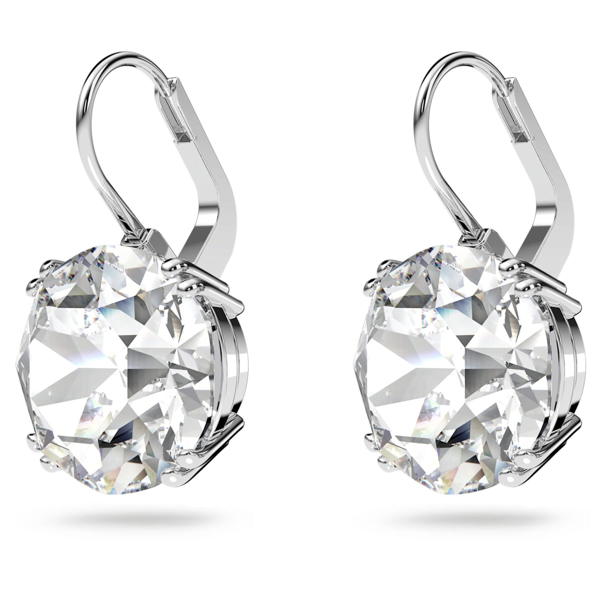 Swarovski Millenia drop earrings with white round-cut accents and rhodium plating