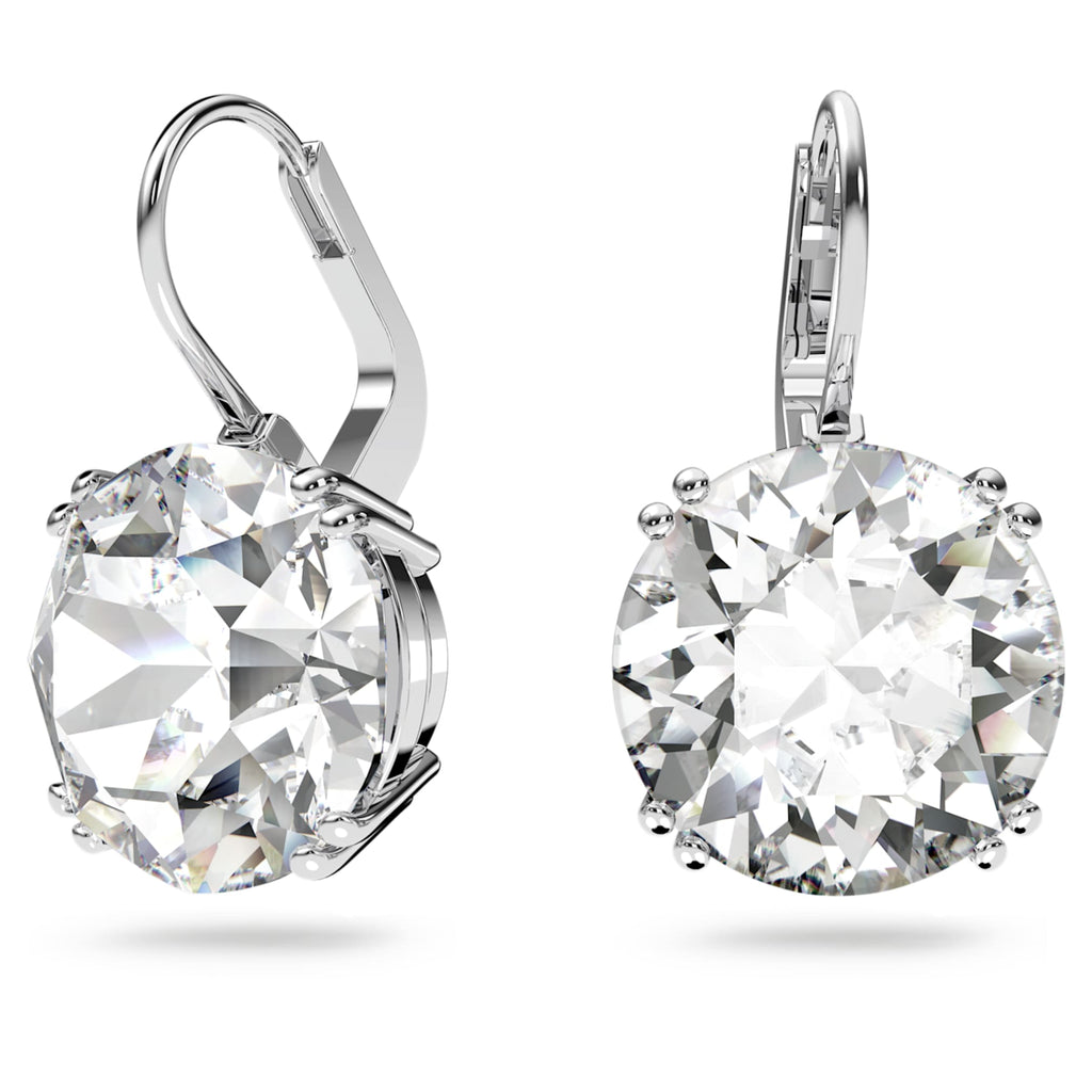 Swarovski Millenia drop earrings with white round-cut accents and rhodium plating