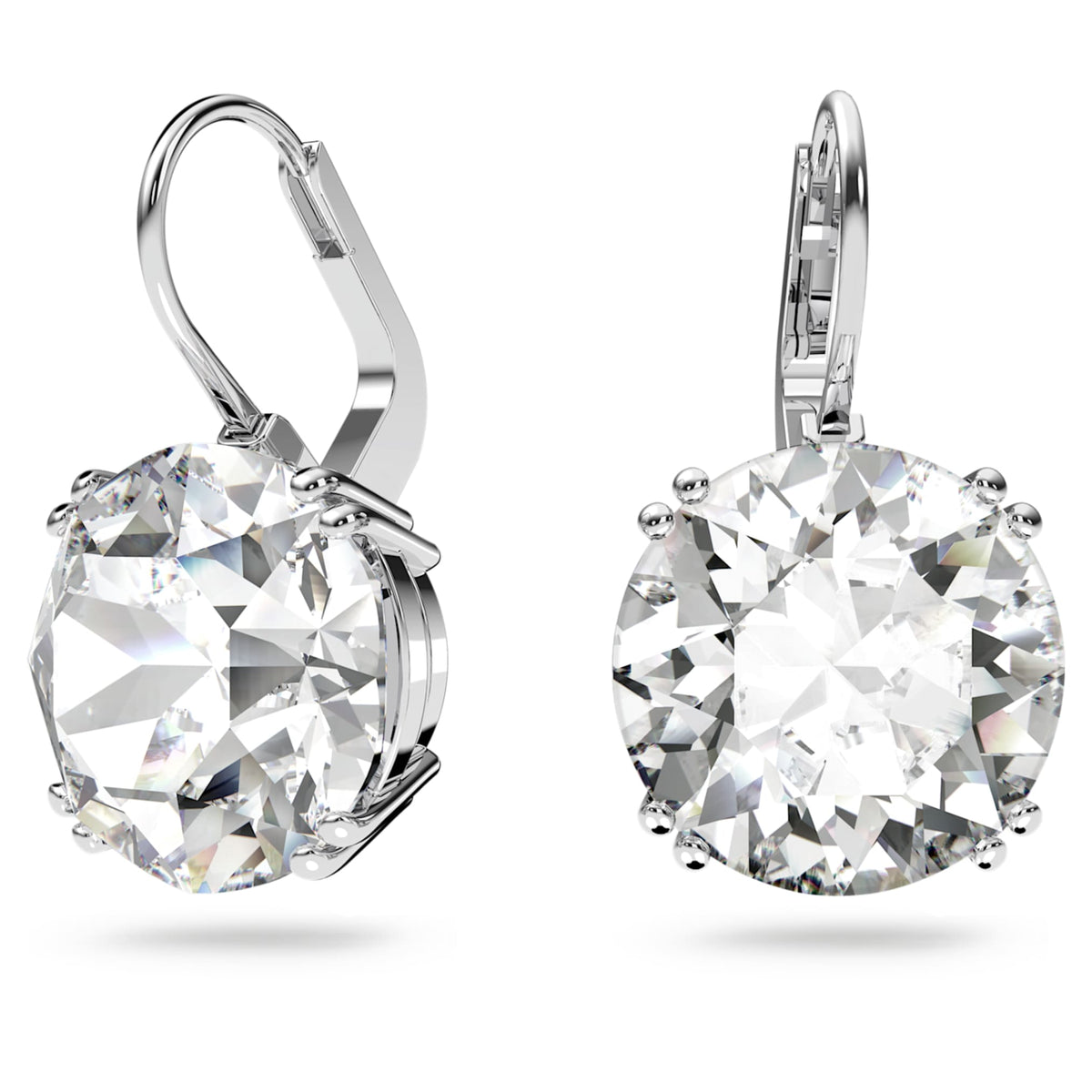 Swarovski Millenia drop earrings with white round-cut accents and rhodium plating