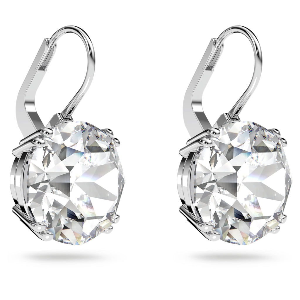 Swarovski Millenia drop earrings with white round-cut accents and rhodium plating