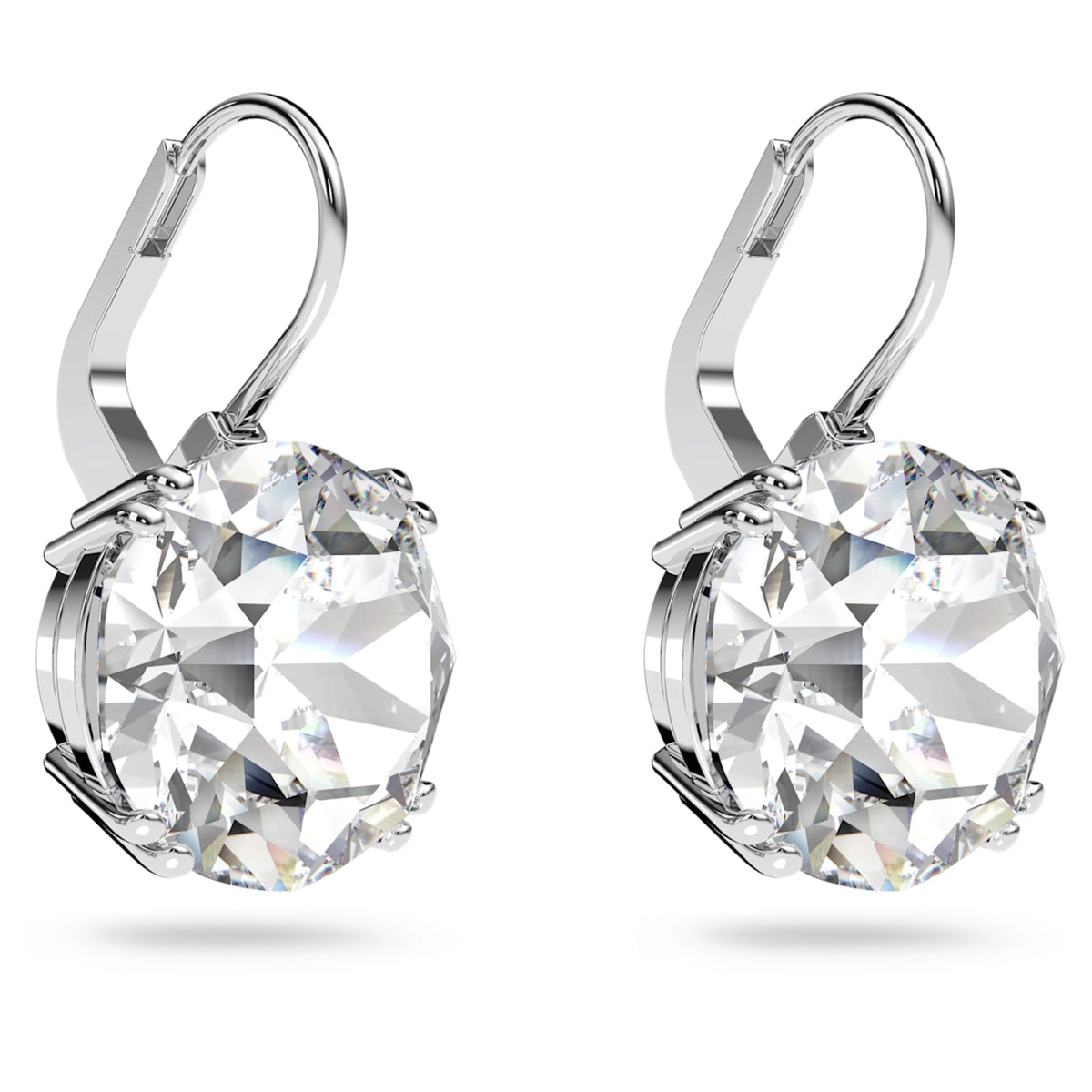 Swarovski Millenia drop earrings with white round-cut accents and rhodium plating