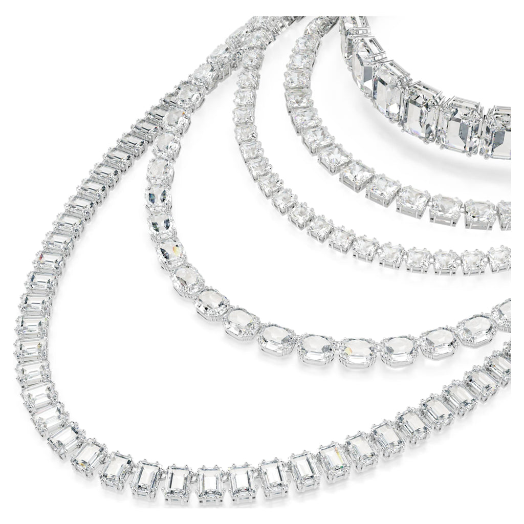 Swarovski Millenia layered necklace with white mixed-cut accents and rhodium plating