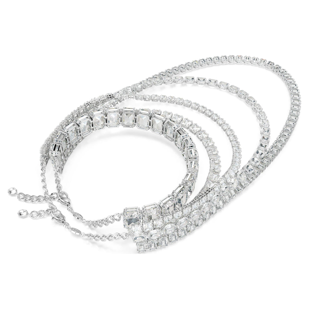 Swarovski Millenia layered necklace with white mixed-cut accents and rhodium plating