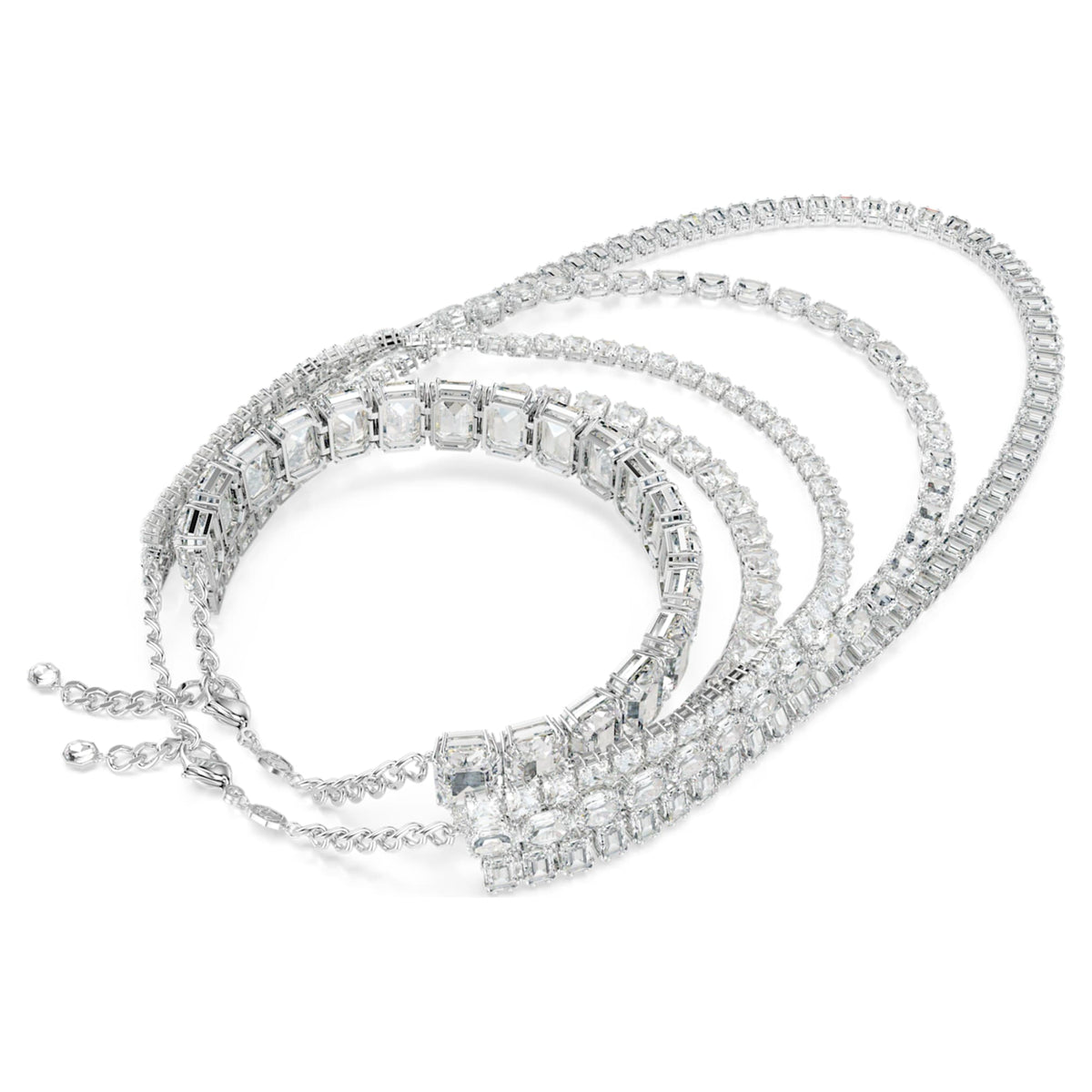 Swarovski Millenia layered necklace with white mixed-cut accents and rhodium plating