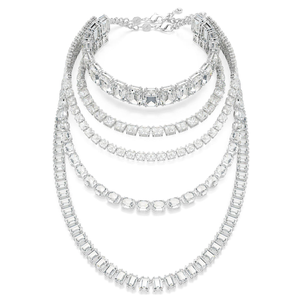 Swarovski Millenia layered necklace with white mixed-cut accents and rhodium plating
