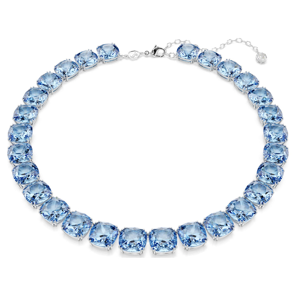 Swarovski Millenia necklace with blue cushion-cut accents and rhodium plating