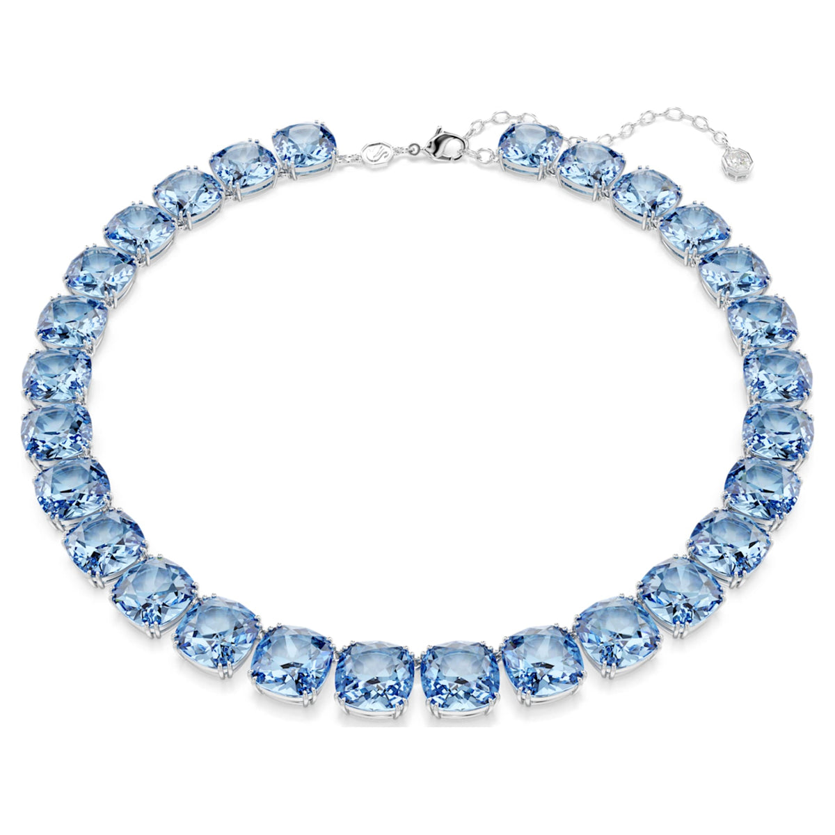 Swarovski Millenia necklace with blue cushion-cut accents and rhodium plating