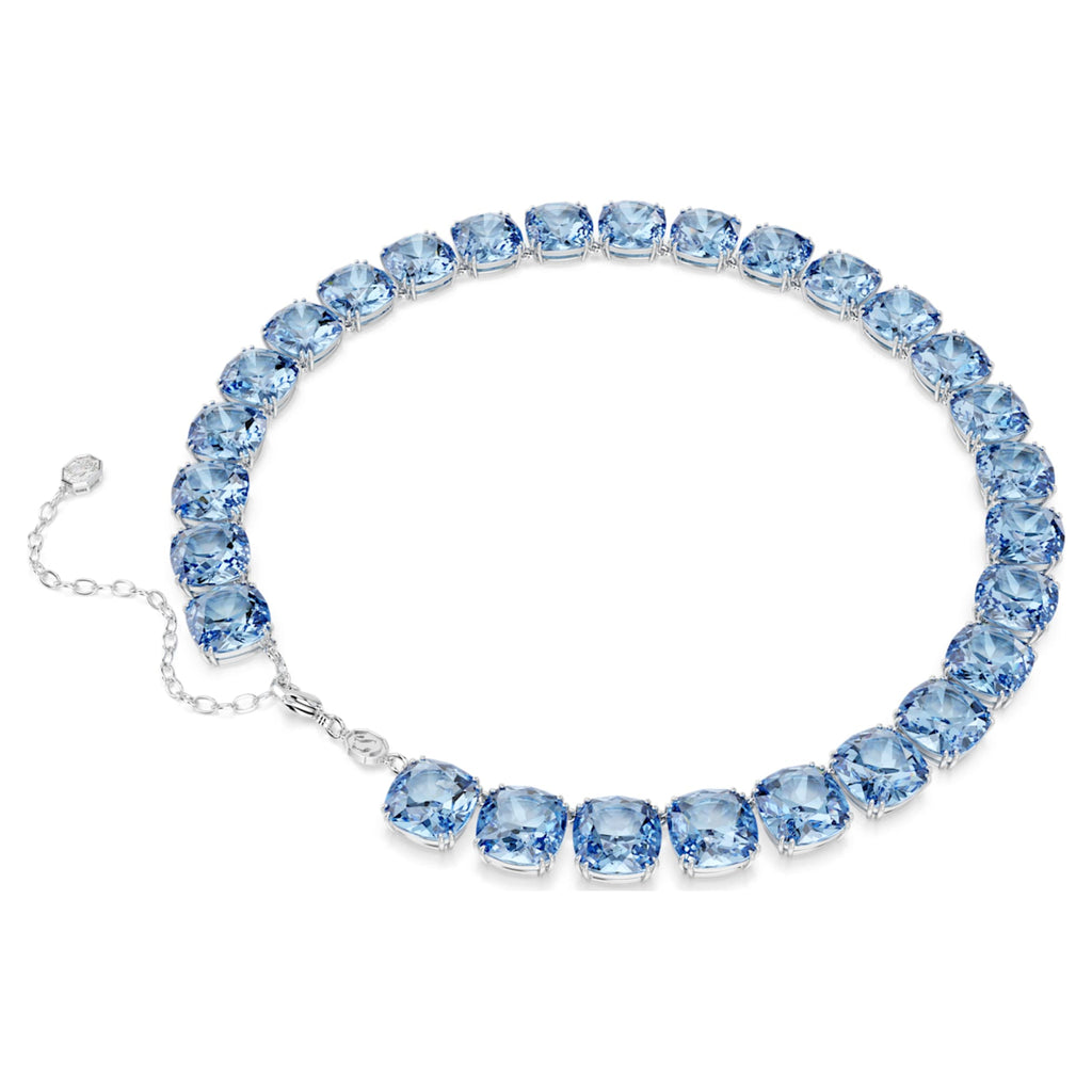 Swarovski Millenia necklace with blue cushion-cut accents and rhodium plating