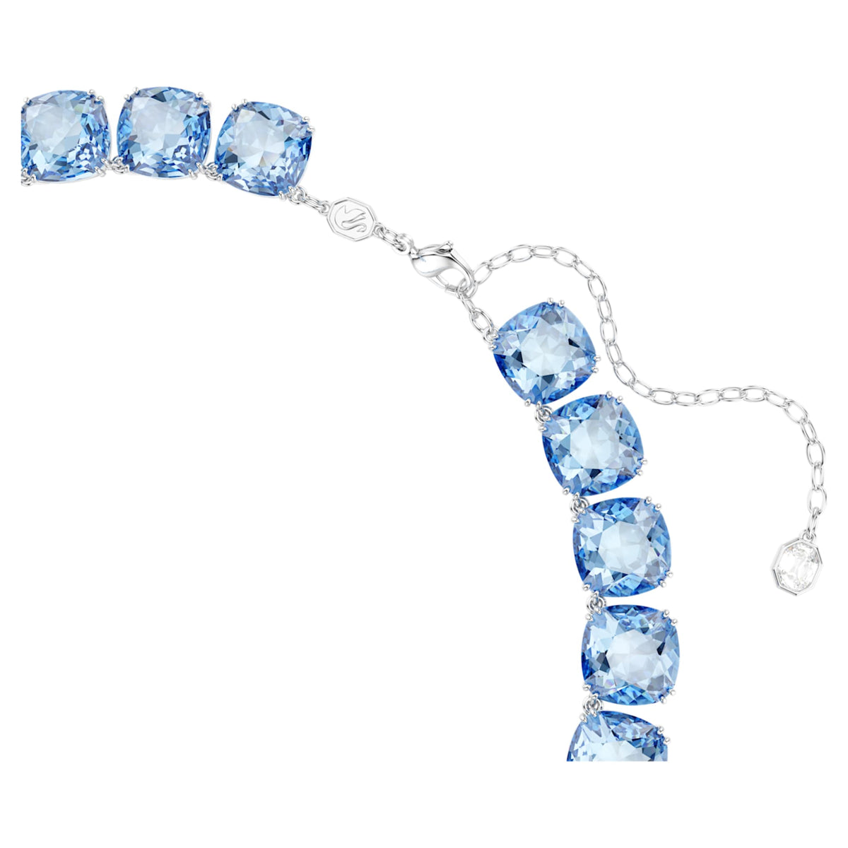 Swarovski Millenia necklace with blue cushion-cut accents and rhodium plating