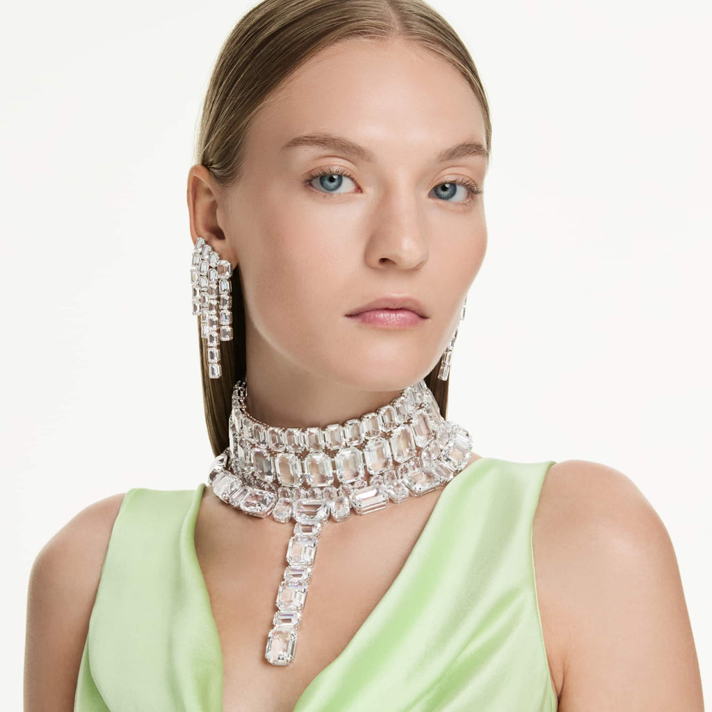 Swarovski Millenia necklace with white mixed-cut accents and rhodium plating
