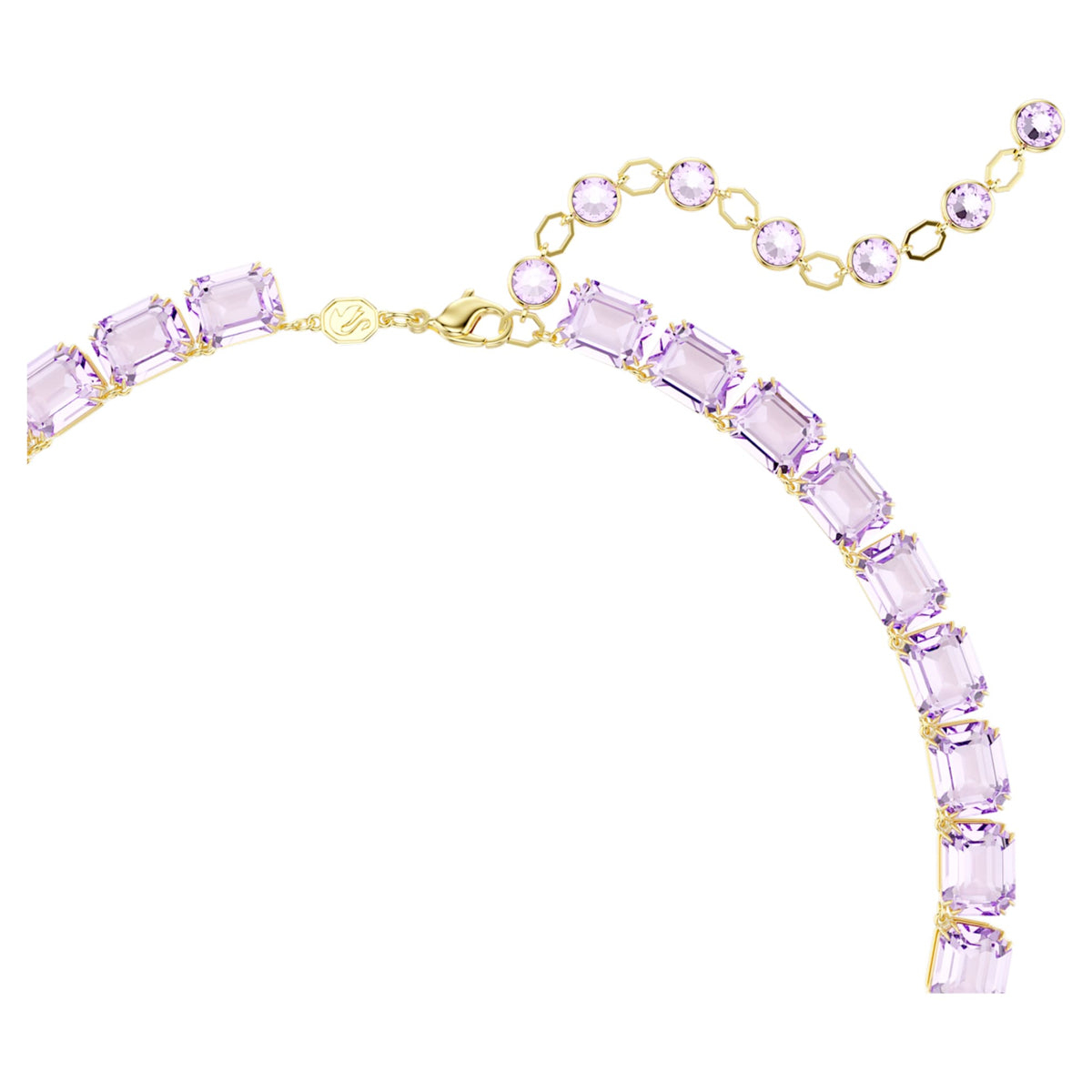 Swarovski Millenia necklace with purple octagon-cut accents and an 18K gold finish