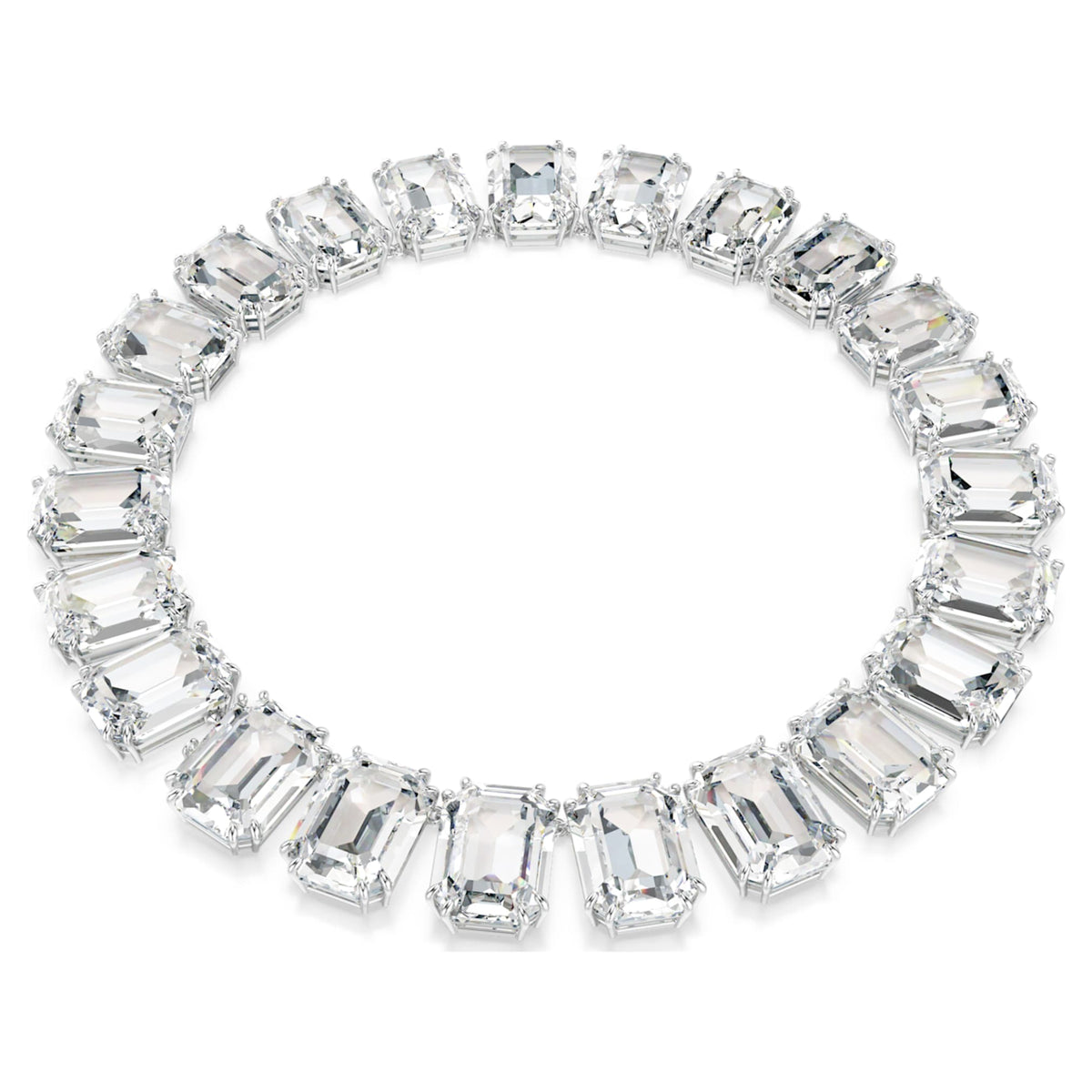 Swarovski Millenia necklace Oversized crystals, Octagon cut, White, Rhodium plated