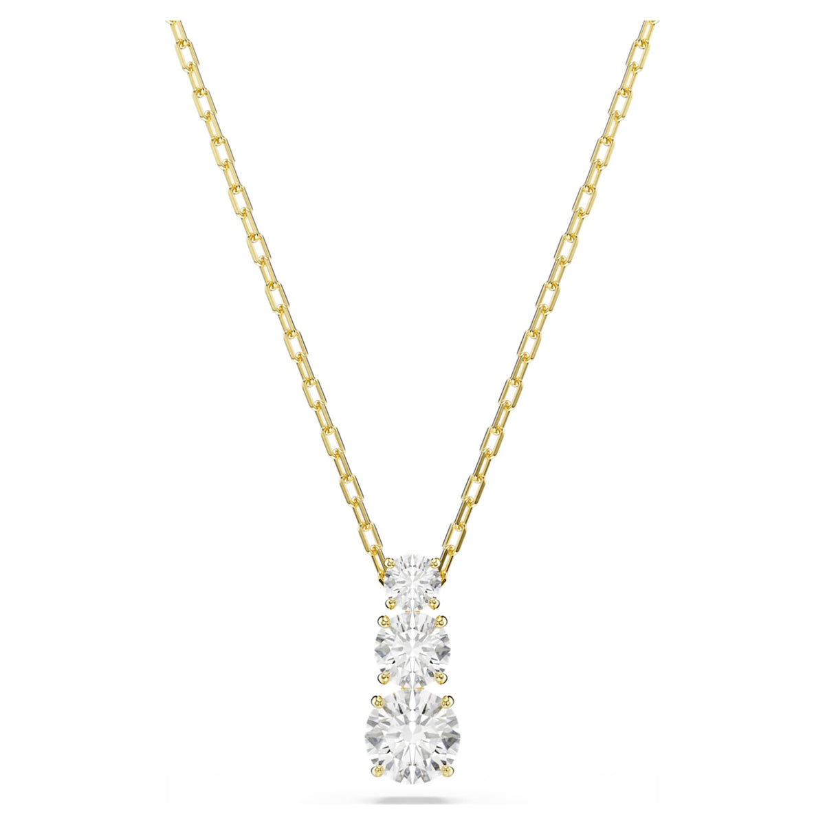 Swarovski Stilla Attract pendant Round cut, White, 18K gold finish