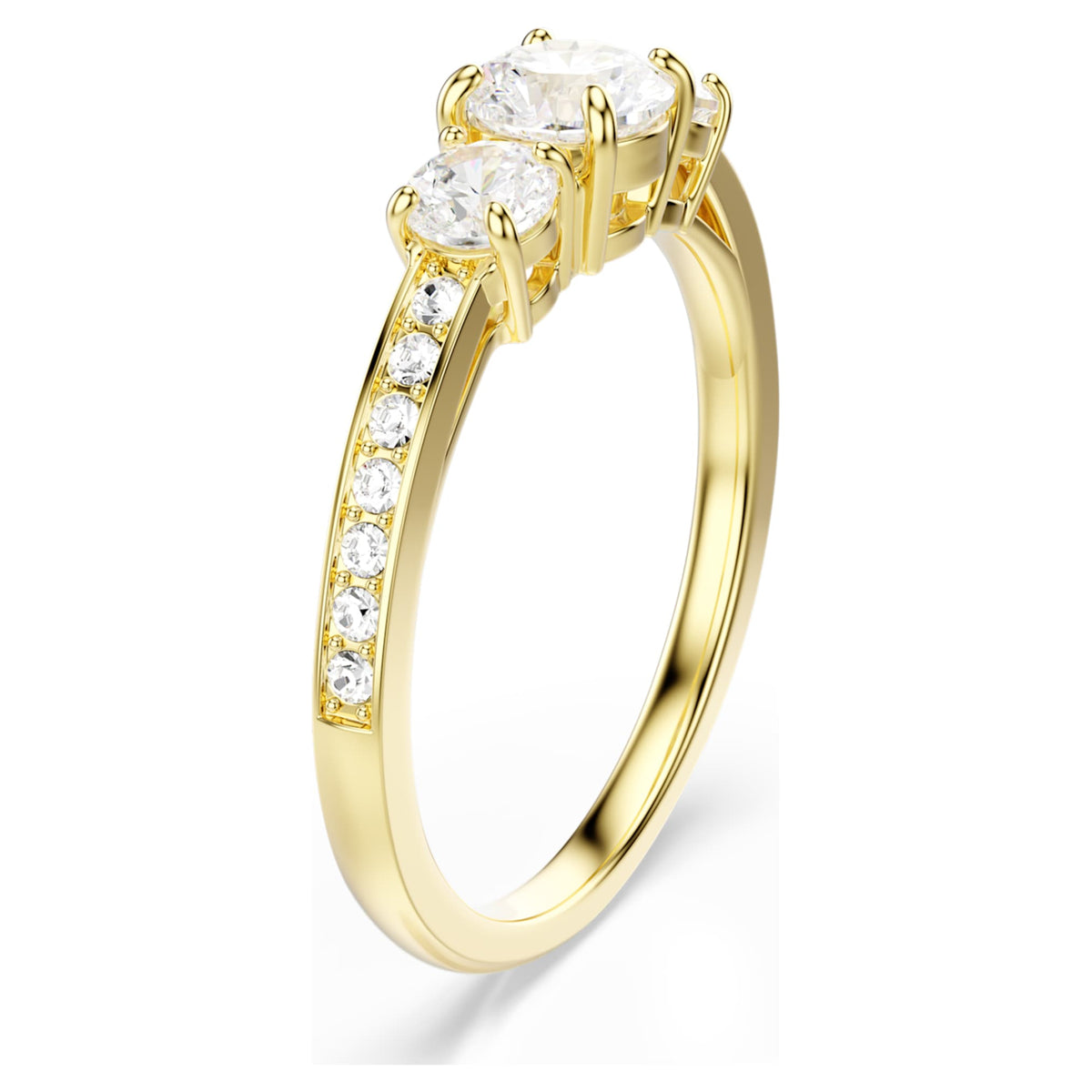 Swarovski Stilla Attract ring with white round-cut accents and an 18K gold finish