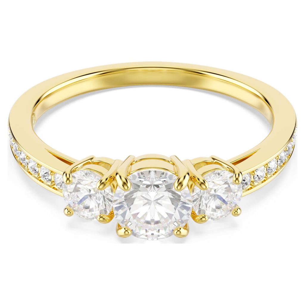 Swarovski Stilla Attract ring with white round-cut accents and an 18K gold finish
