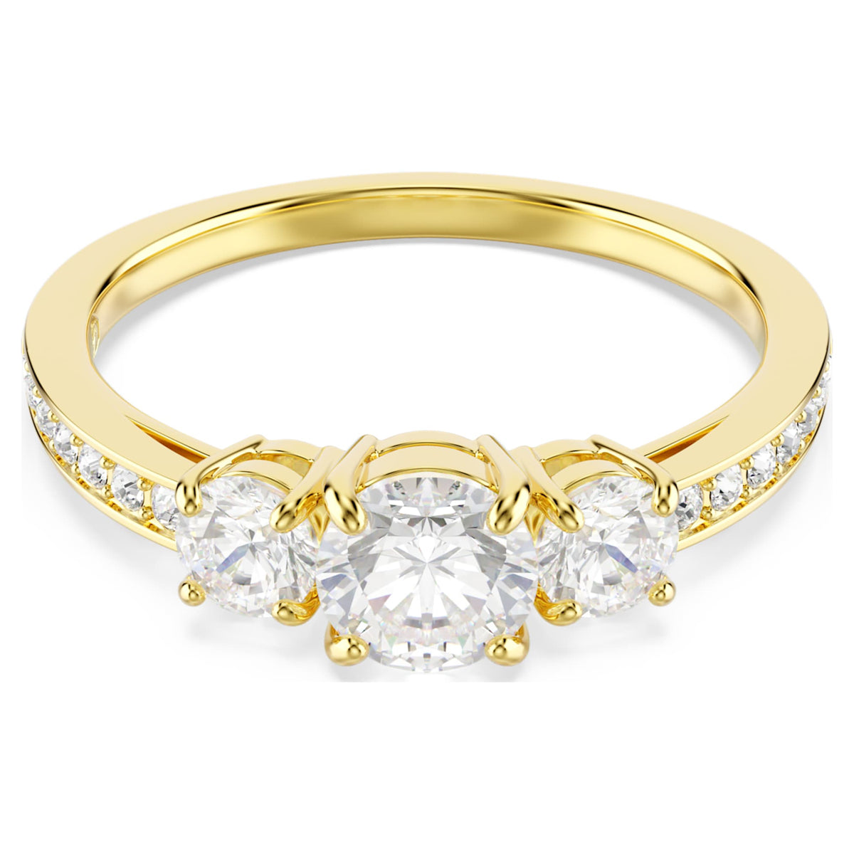 Swarovski Stilla Attract ring with white round-cut accents and an 18K gold finish