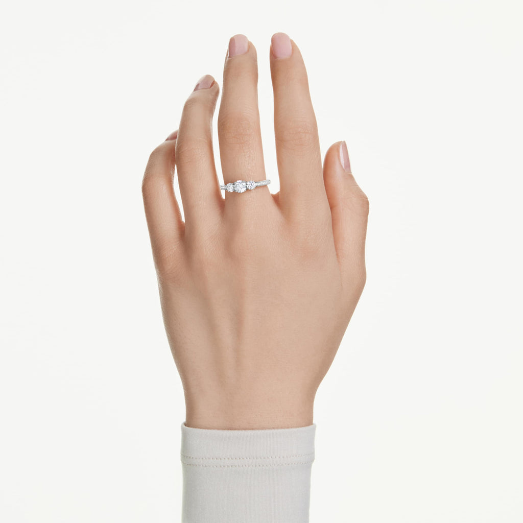 Swarovski Stilla Attract ring with white round-cut accents and an 18K gold finish